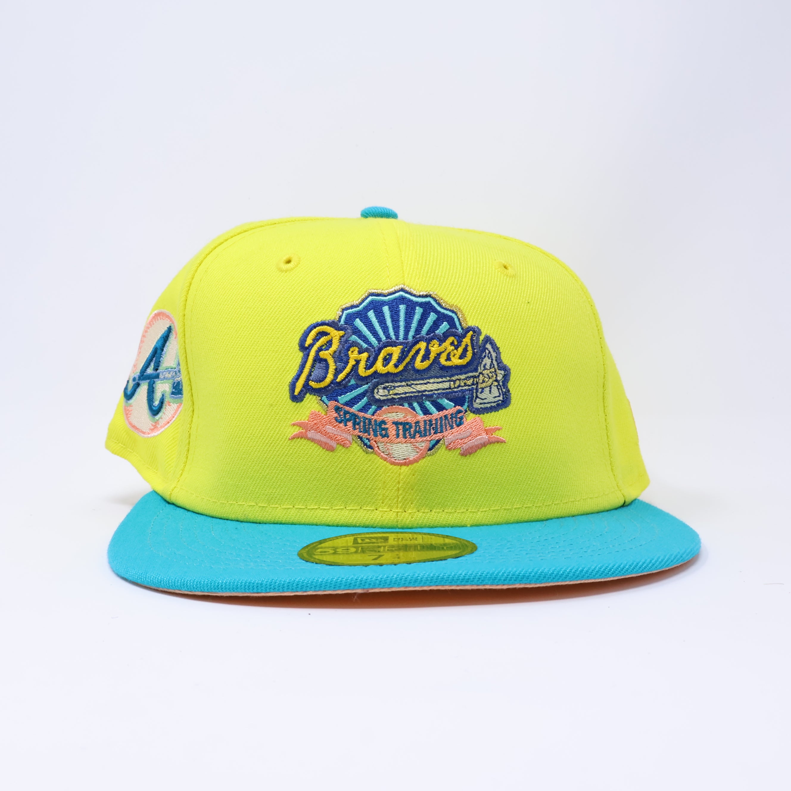 NWT 1/4 Yellow Atlanta Braves Spring Training 59fifty New Era Fitted Hat Cap