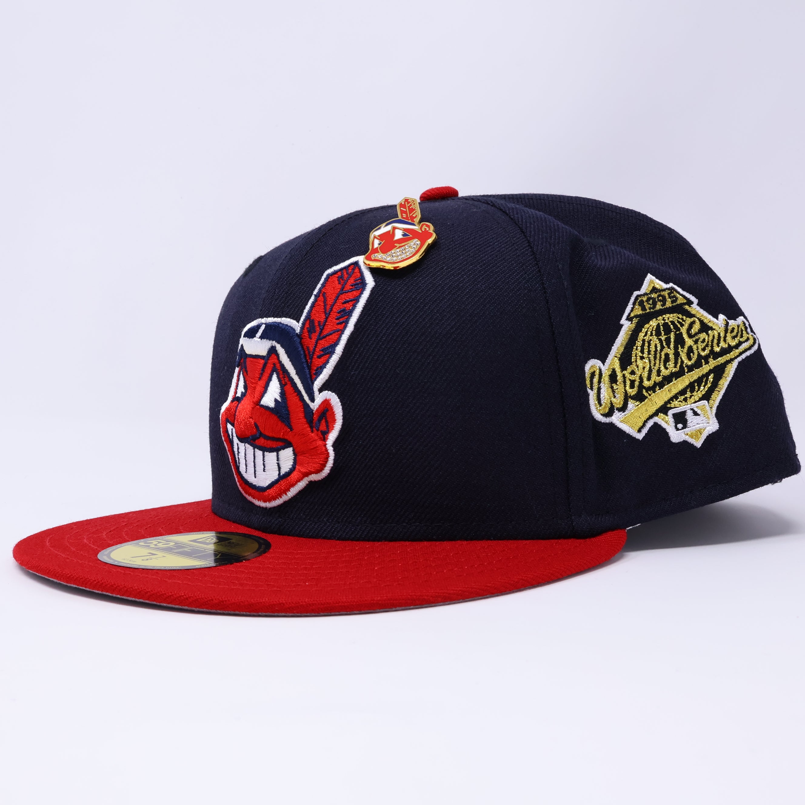 NEW Navy Cleveland Indian Chief Wahoo 1995 World Series Banned 59fifty New Era Fitted Hat Cap