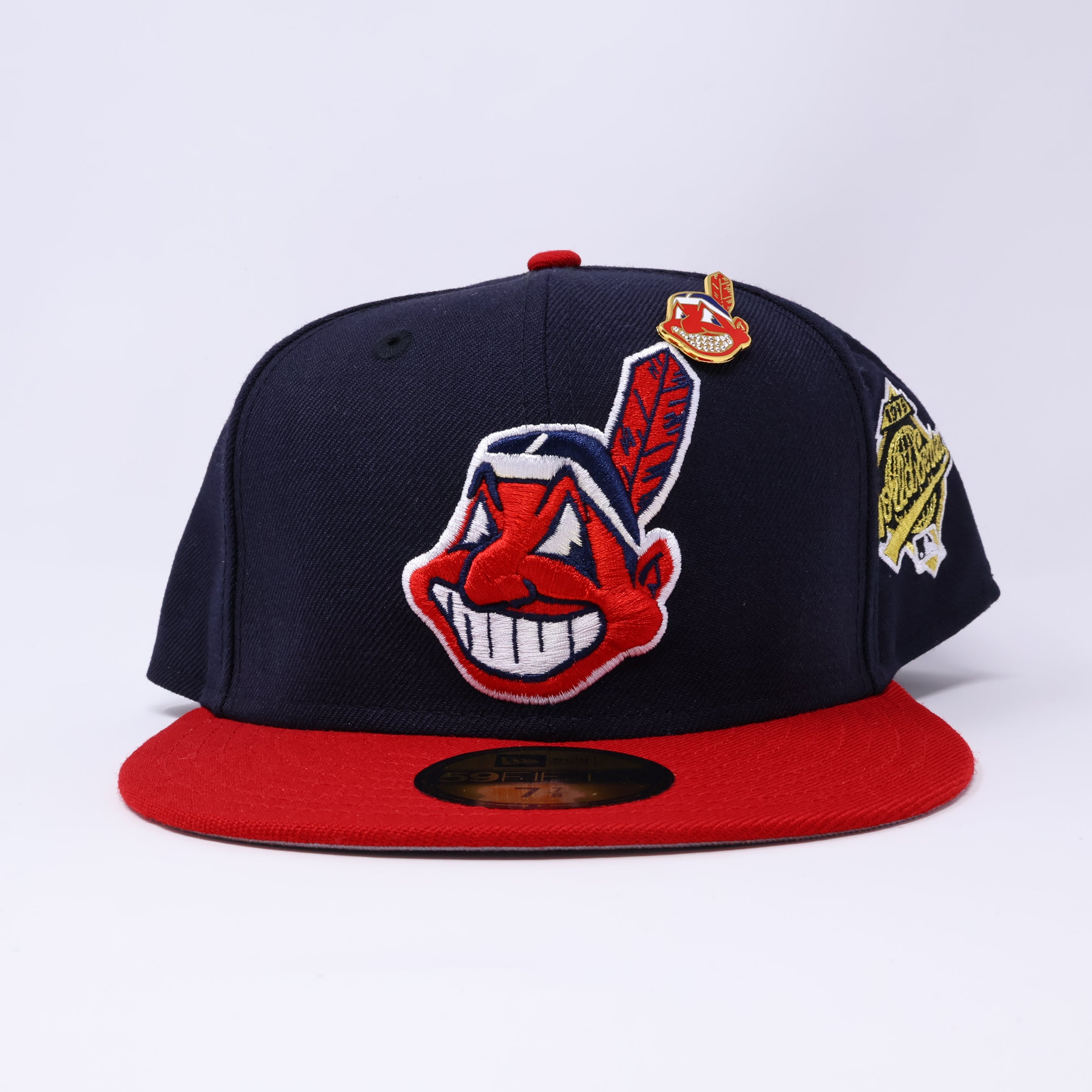 NEW Navy Cleveland Indian Chief Wahoo 1995 World Series Banned 59fifty New Era Fitted Hat Cap