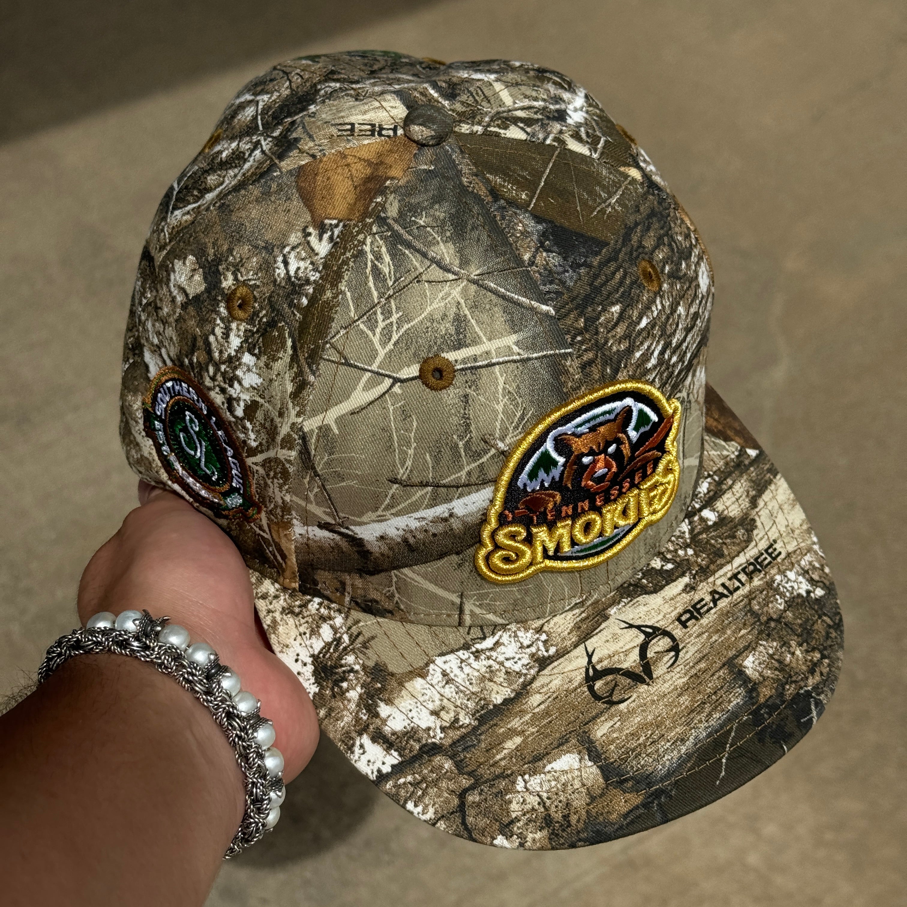 USED 3/4 Camo Realtree Tennessee Smokies Southern League 59fifty New Era Fitted Hat Cap