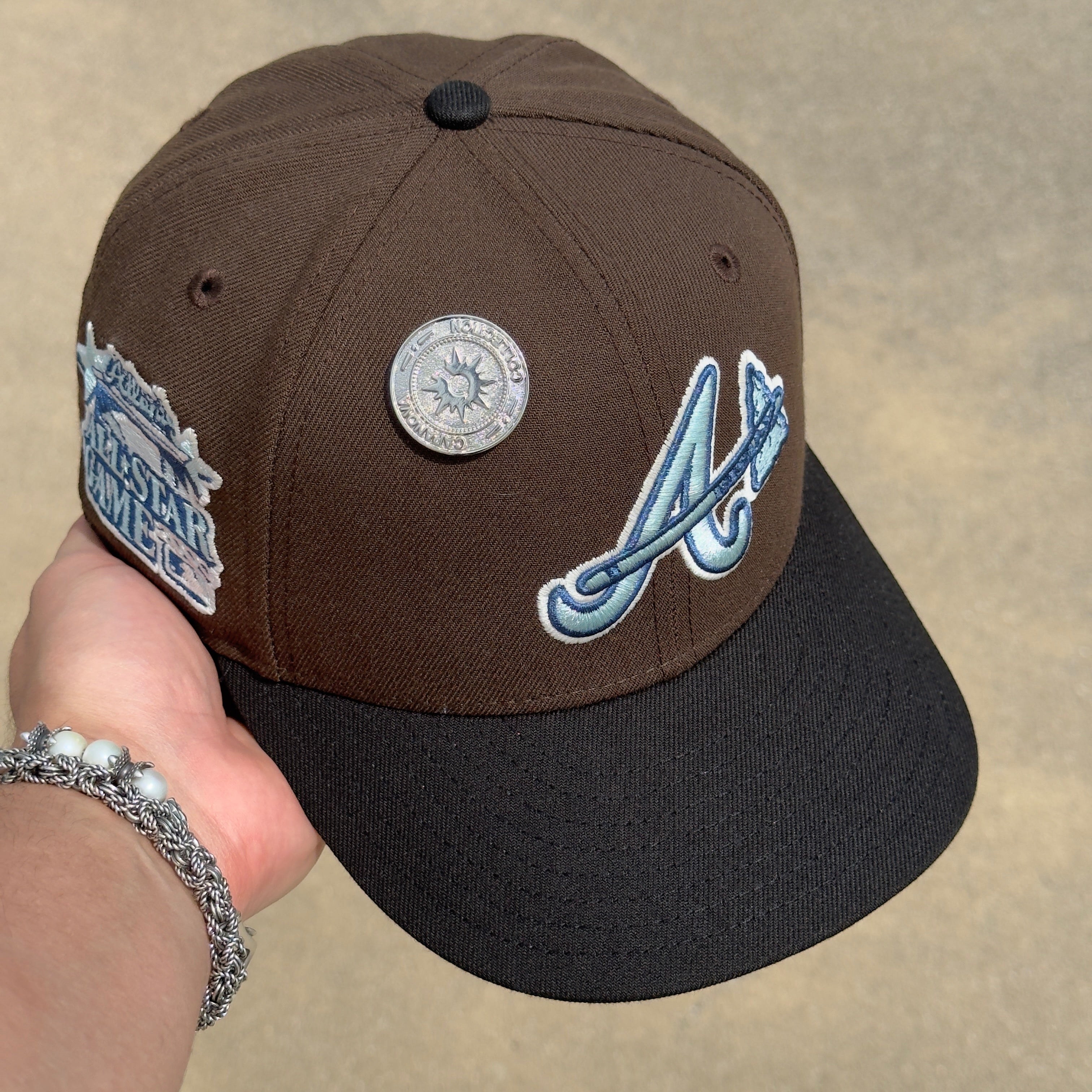 1/8 USED Brown Atlanta Braves All Star Game Capanova 59fifty New Era Fitted Hat Cap