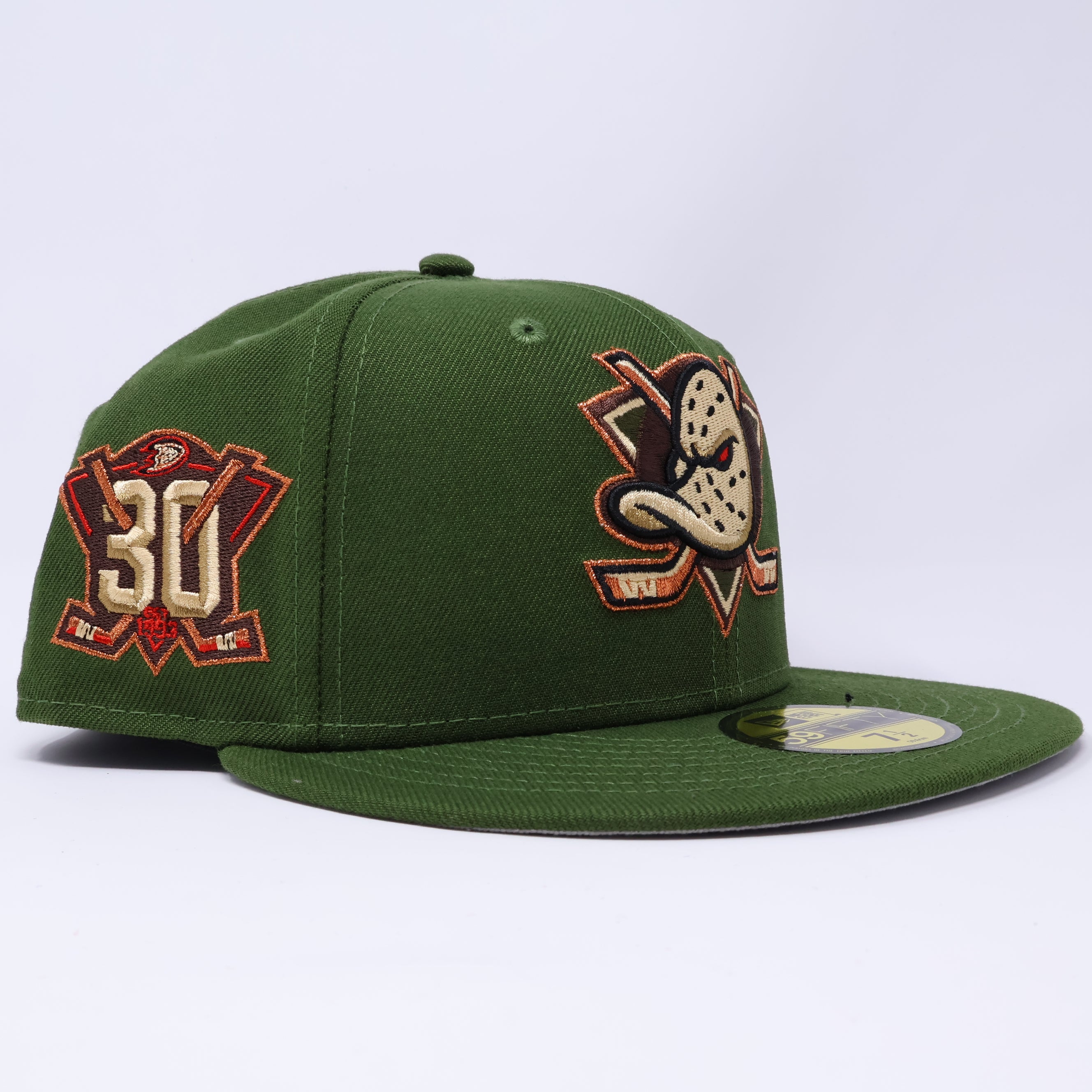 NWT Green Anaheim Ducks NHL 30th Anniversary 59fifty New Era Fitted Hat Cap