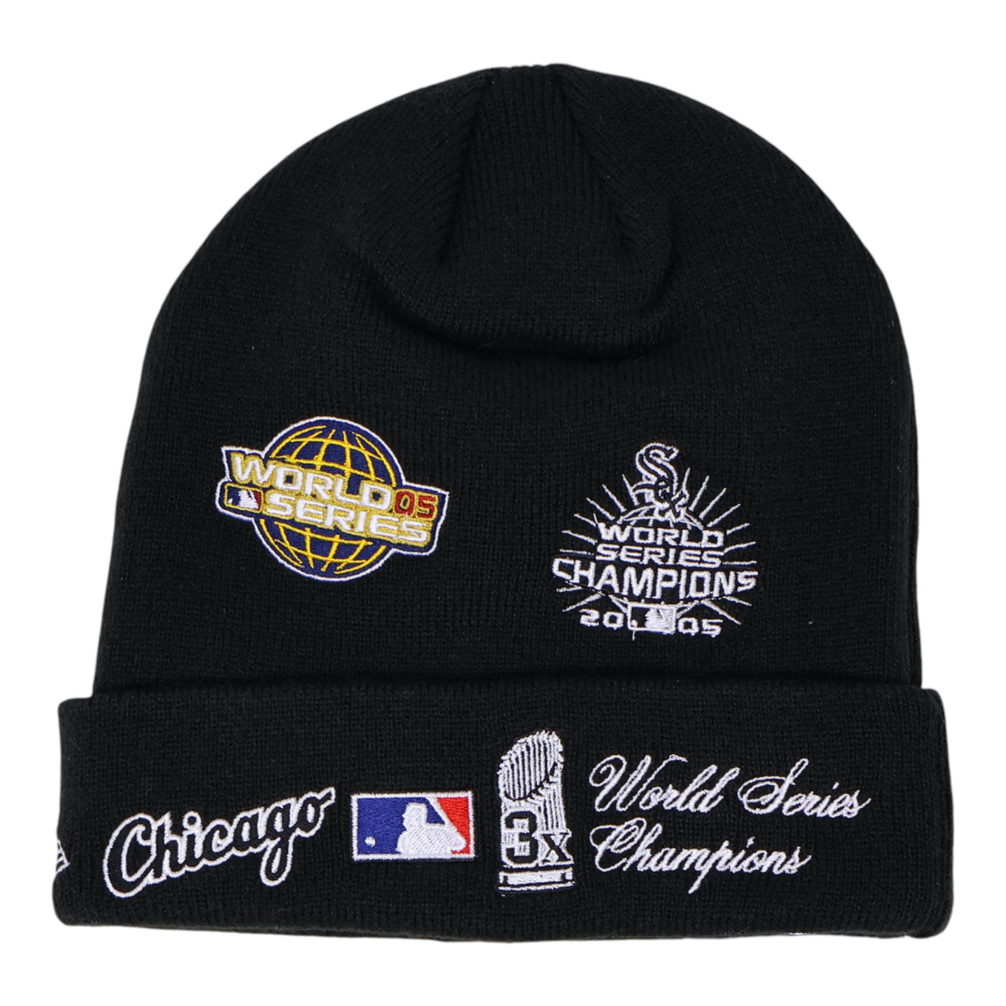NWT Black Chicago White Sox Patches Black Beanie New Era Unisex Mens Womens Ski Cap Warm Knit