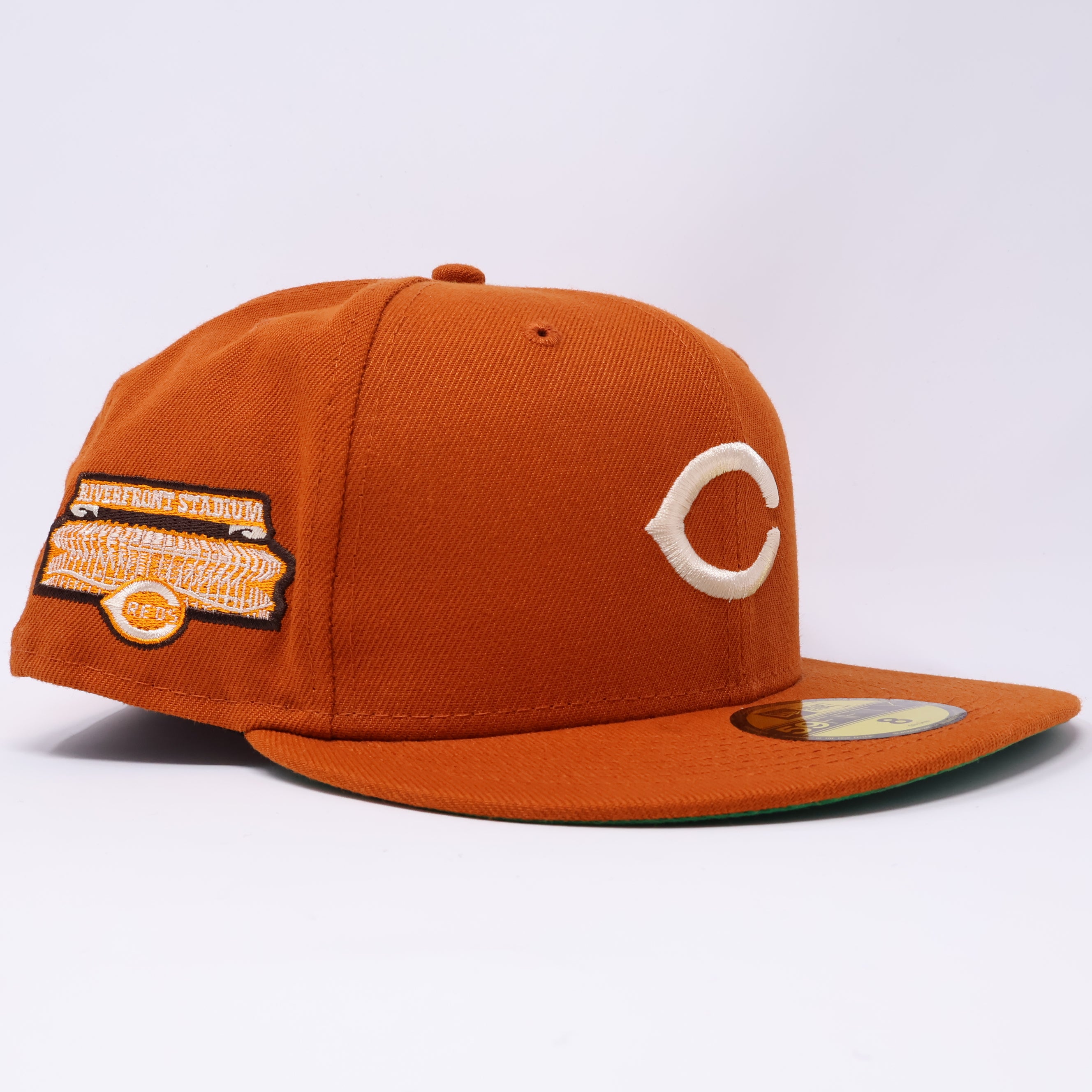 NWT 8 Orange Cincinnati Reds Riverfront Stadium 59fifty New Era Fitted Hat Cap