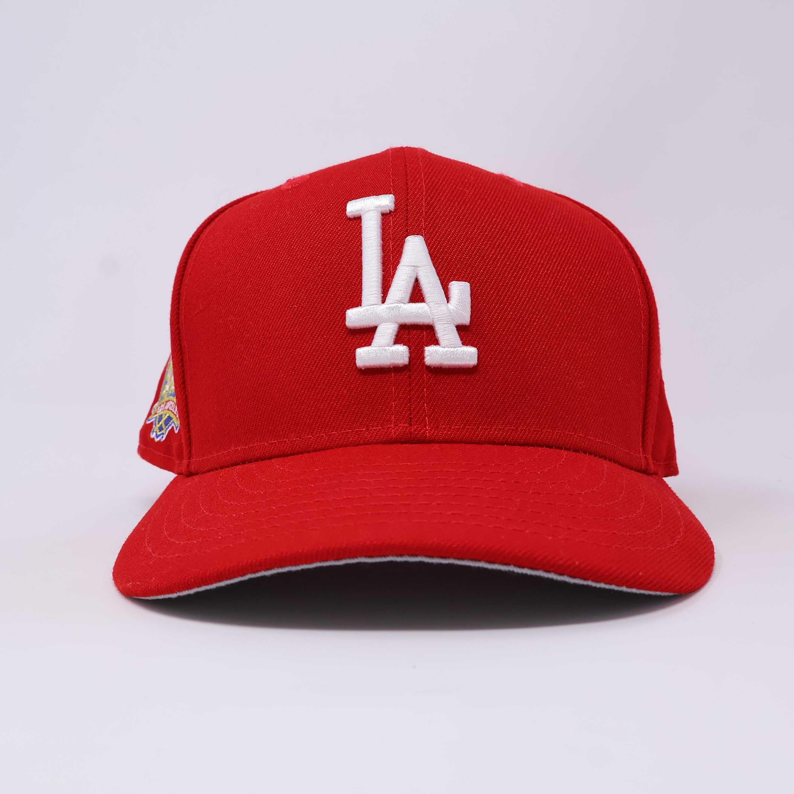 USED 1/4 Red Los Angeles Dodgers 40th Anniversary 59fifty New Era Fitted Hat Cap