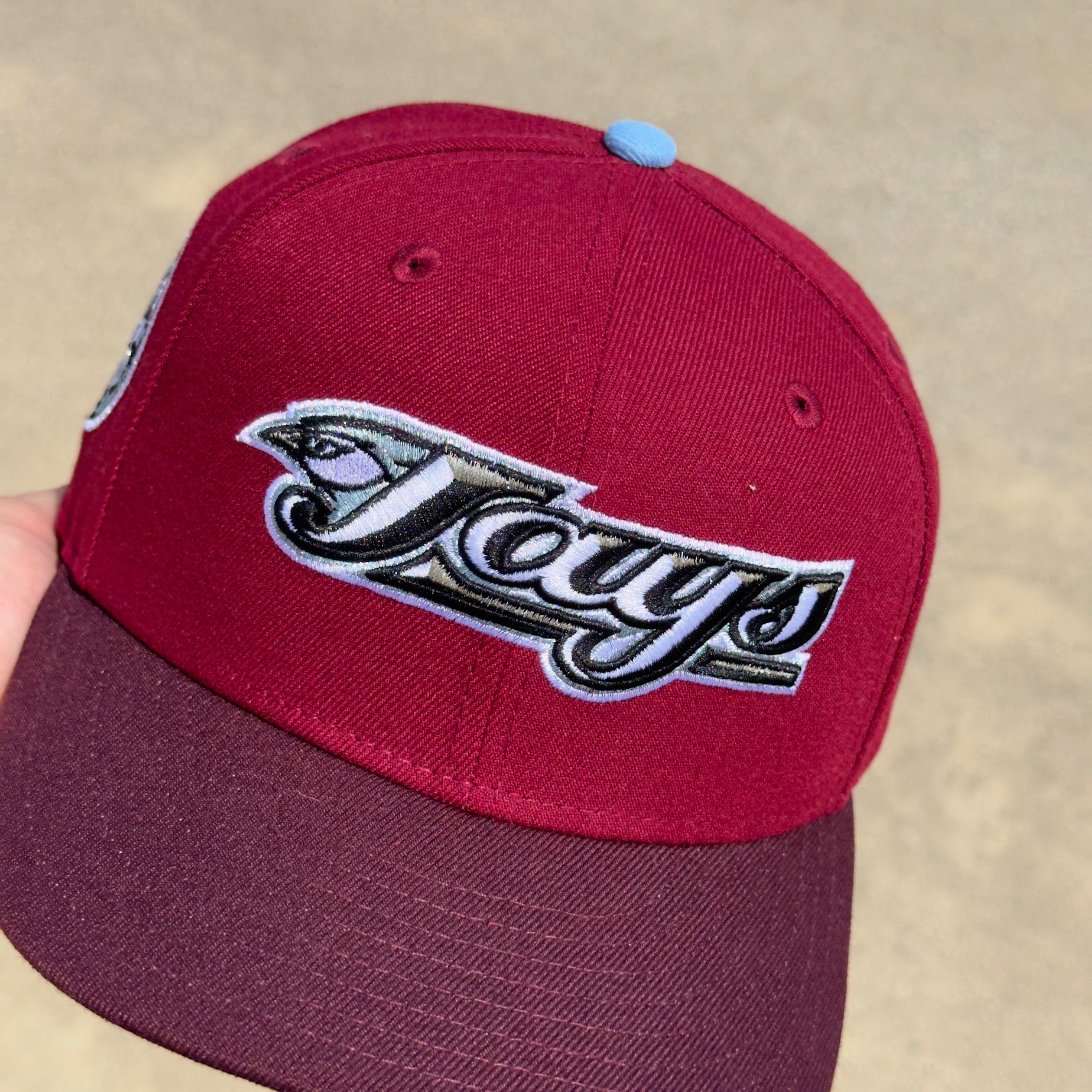 1/8 USED Burgundy Toronto Blue Jays 30th Anniversary 59fifty New Era Fitted Hat Cap