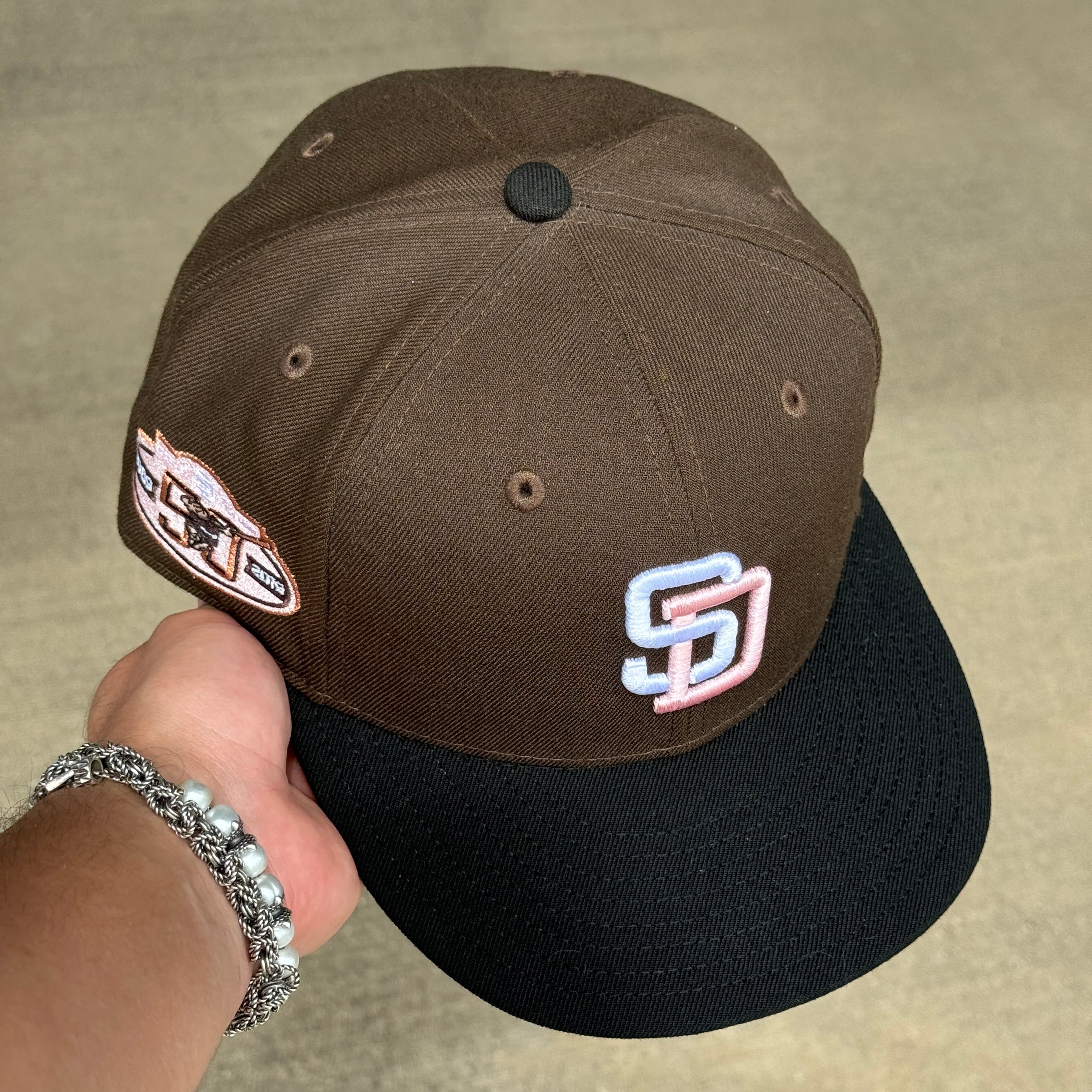 USED 3/4 Brown San Diego Padres 50th Anniversary 59fifty New Era Fitted Hat Cap