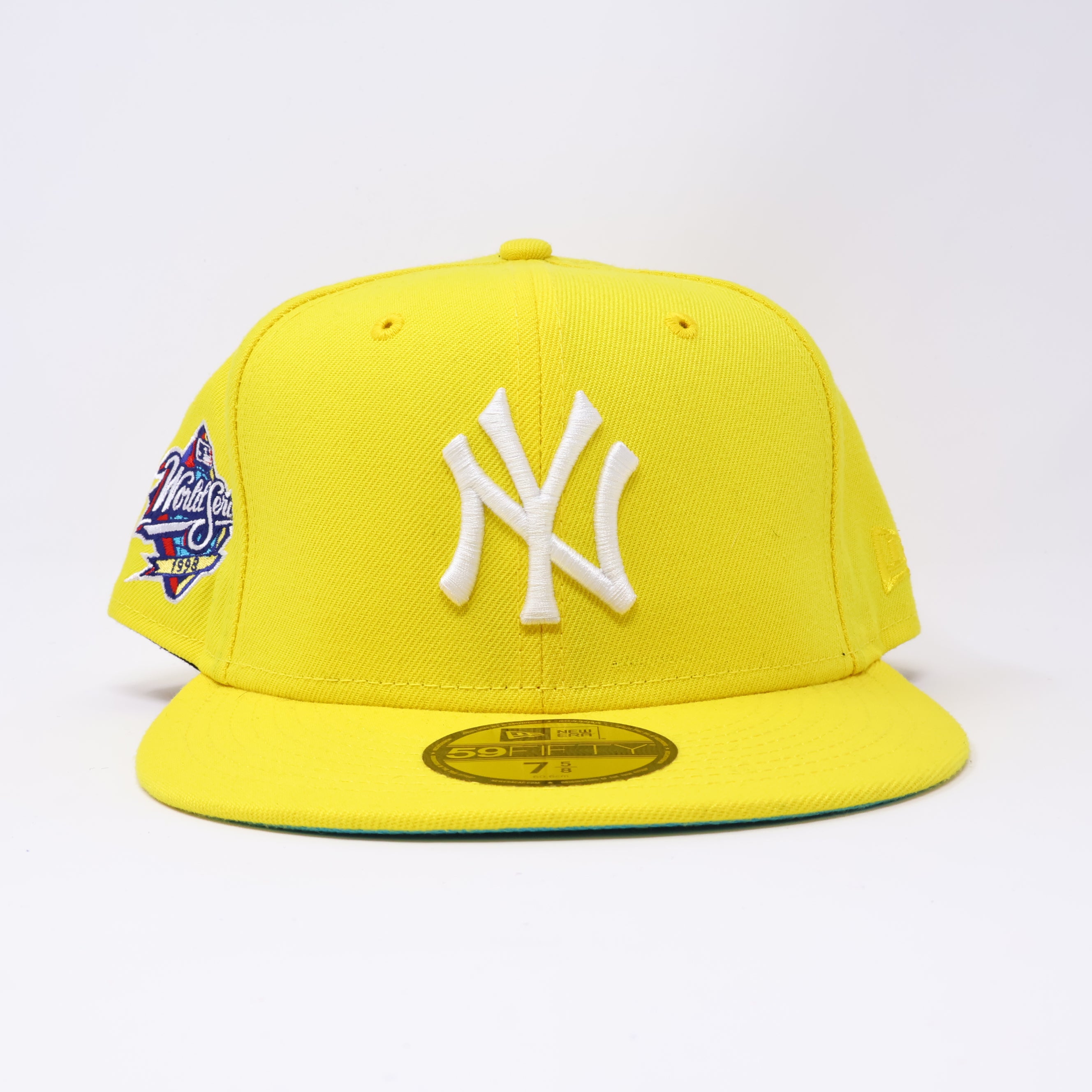 NWT 5/8 Yellow New York Yankees 1998 World Series 59fifty New Era Fitted Hat Cap