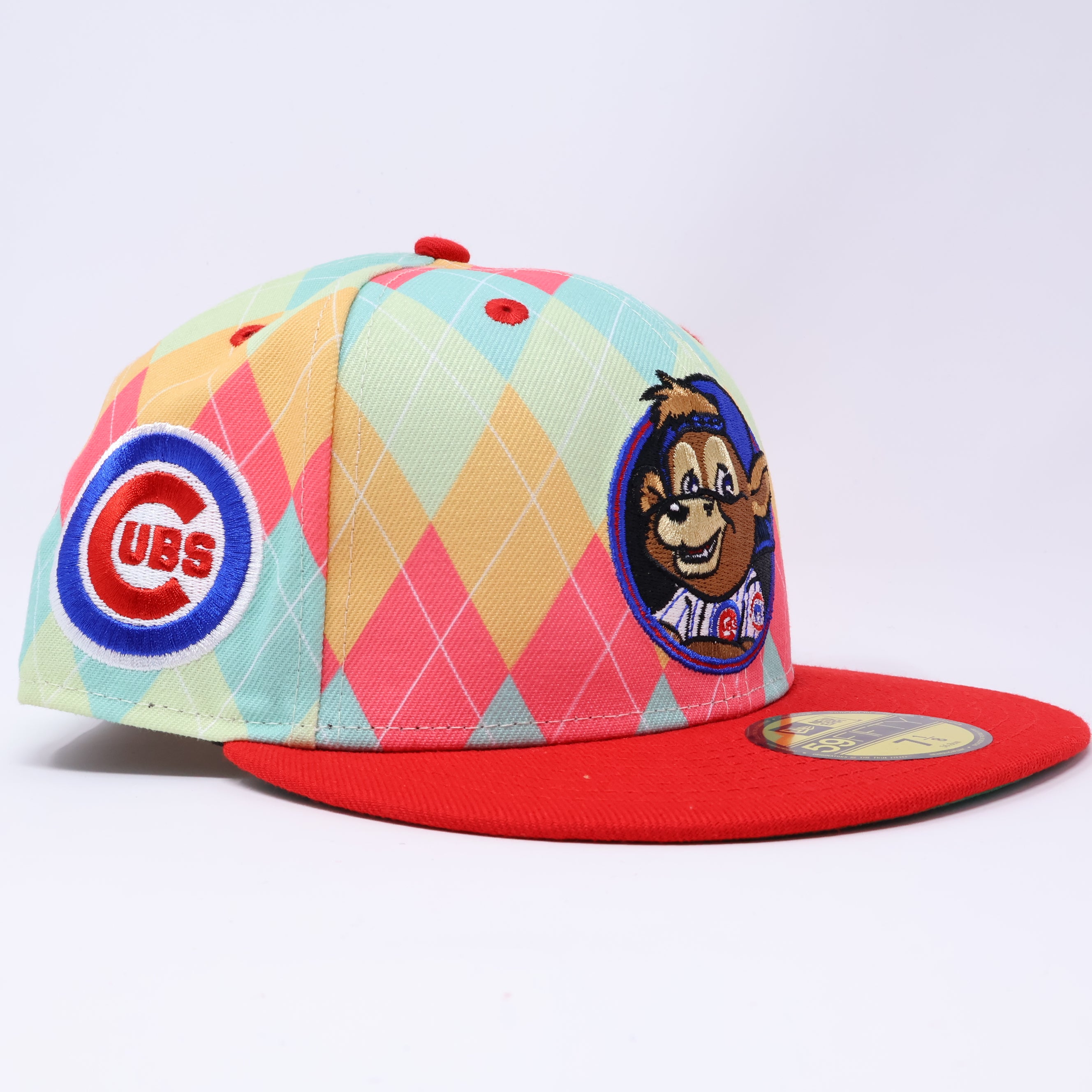 NWT 7 1/8 Multicolor Chicago Cubs Clark Mascot 59fifty New Era Fitted Hat Cap