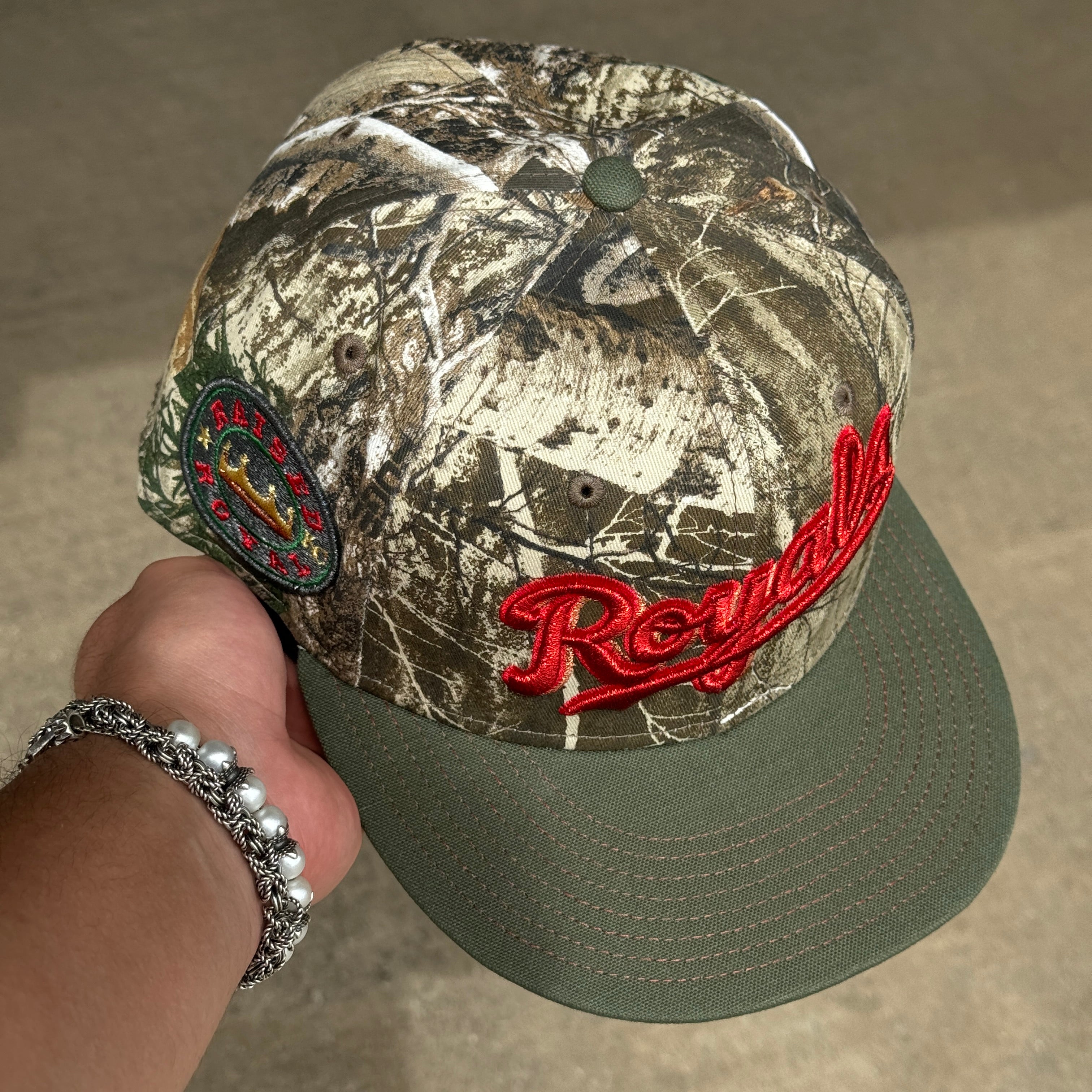 USED 3/4 Camo Realtree Kansas City Royals Raised Logo 59fifty New Era Fitted Hat Cap