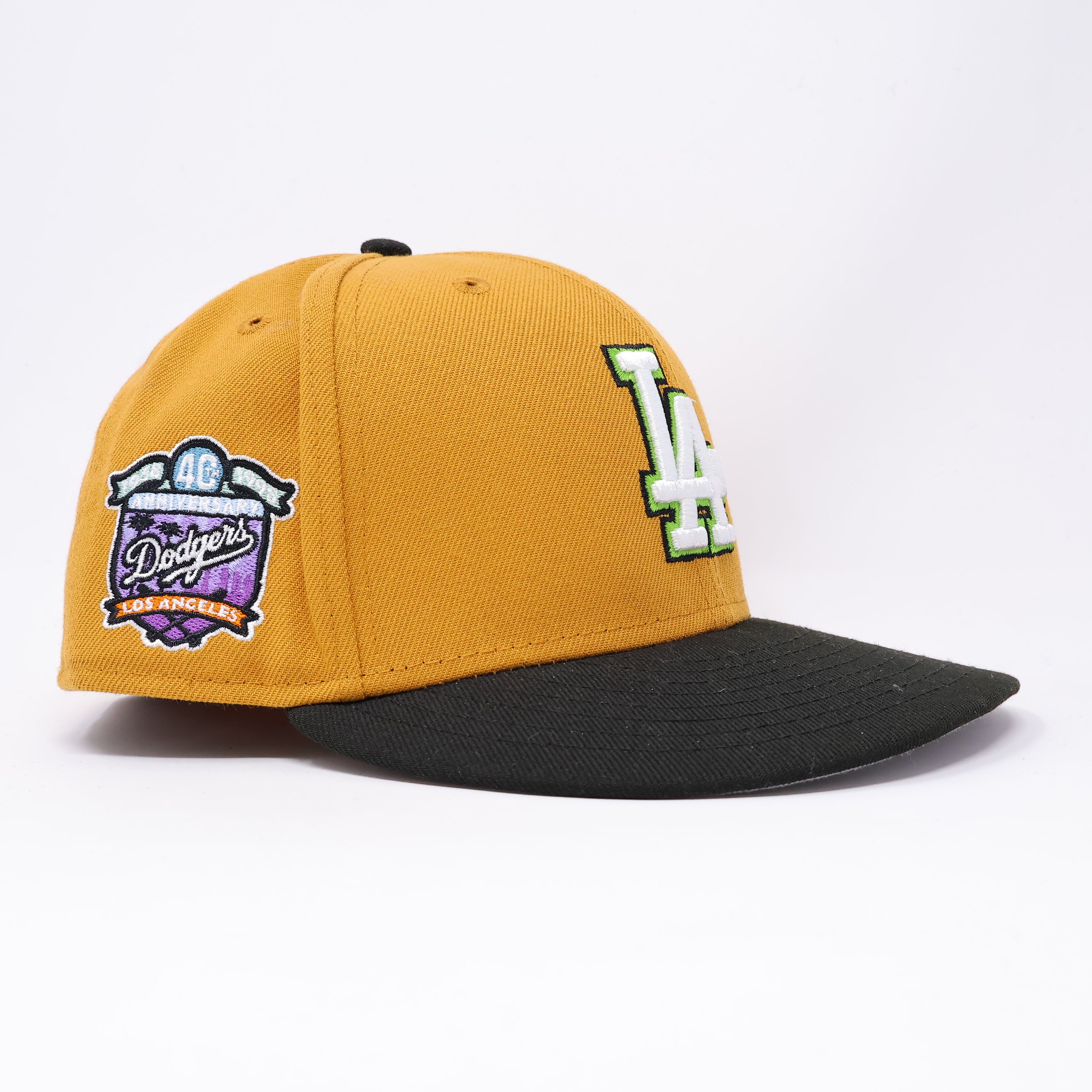 USED 1/8 Brown Los Angeles Dodgers 40th Anniversary 59fifty New Era Fitted Hat Cap