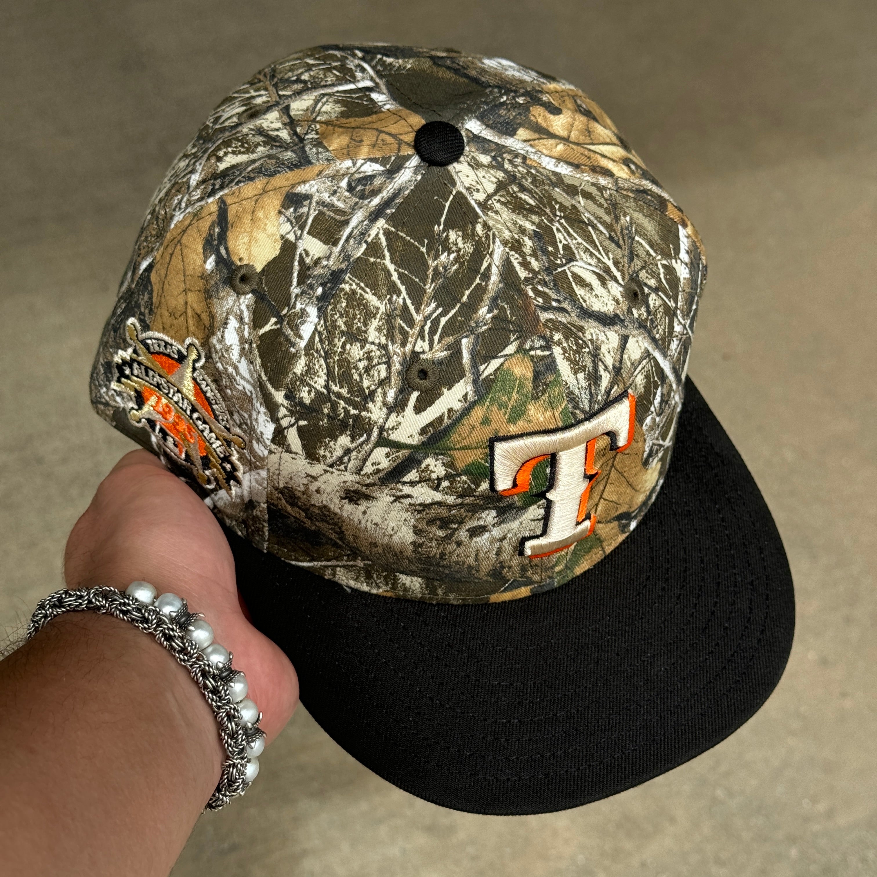 USED 3/4 Camo Realtree Texas Rangers 1995 All Star Game 59fifty New Era Fitted Hat Cap