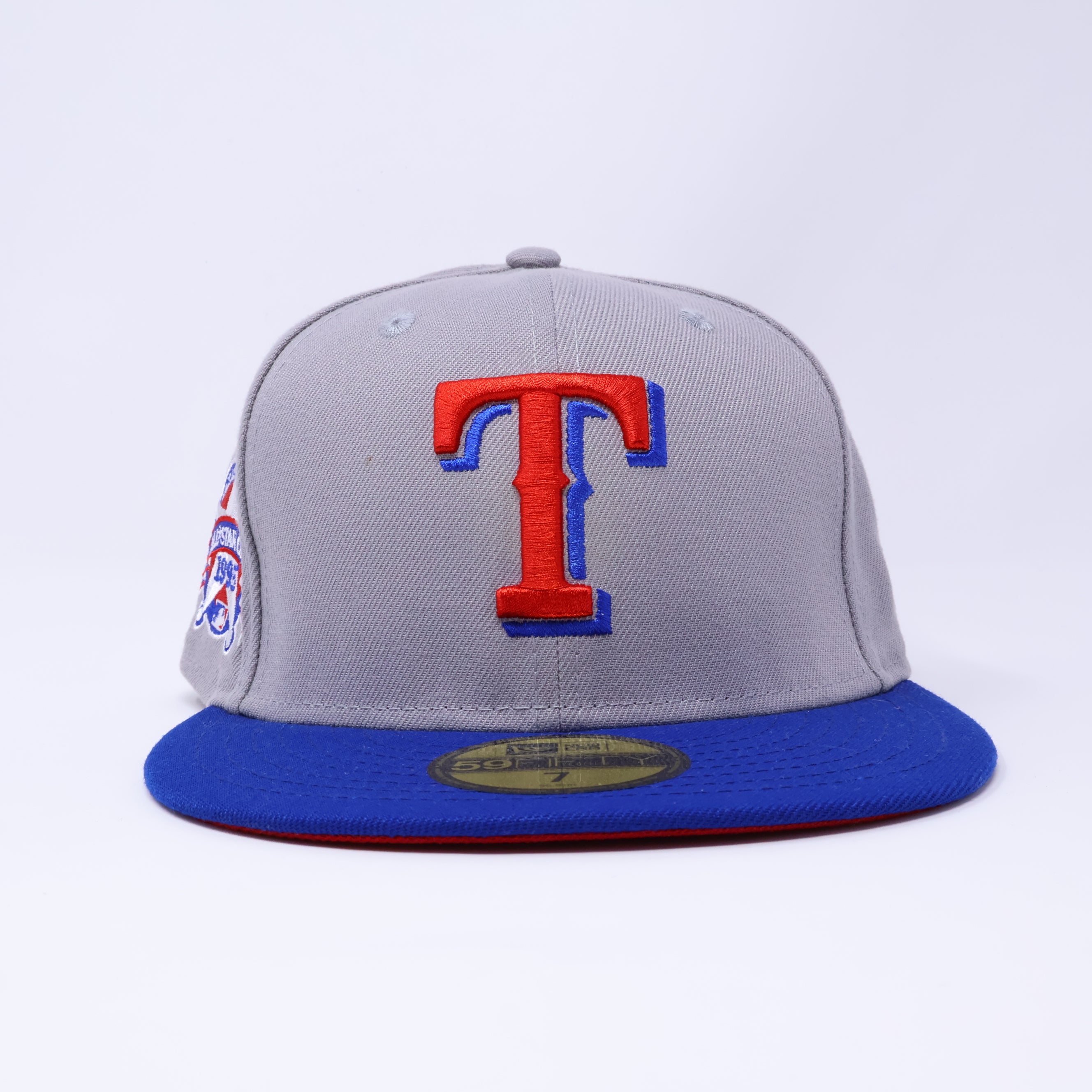 Size 7 NEW Gray Texas Rangers 1995 All Star Game 59fifty New Era Fitted Cap