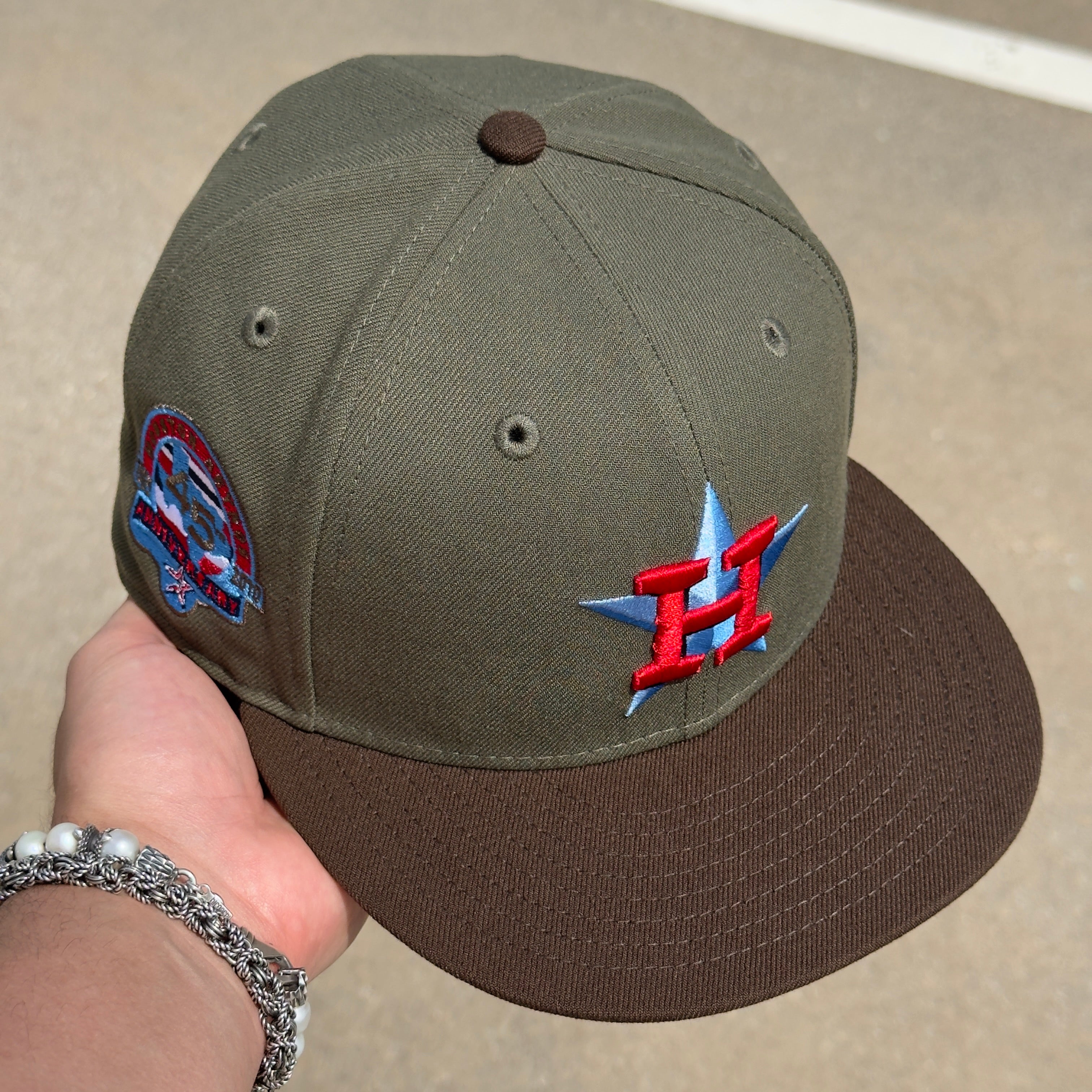 1/2 USED Olive Houston Astros 45th Anniversary 59fifty New Era Fitted Hat Cap