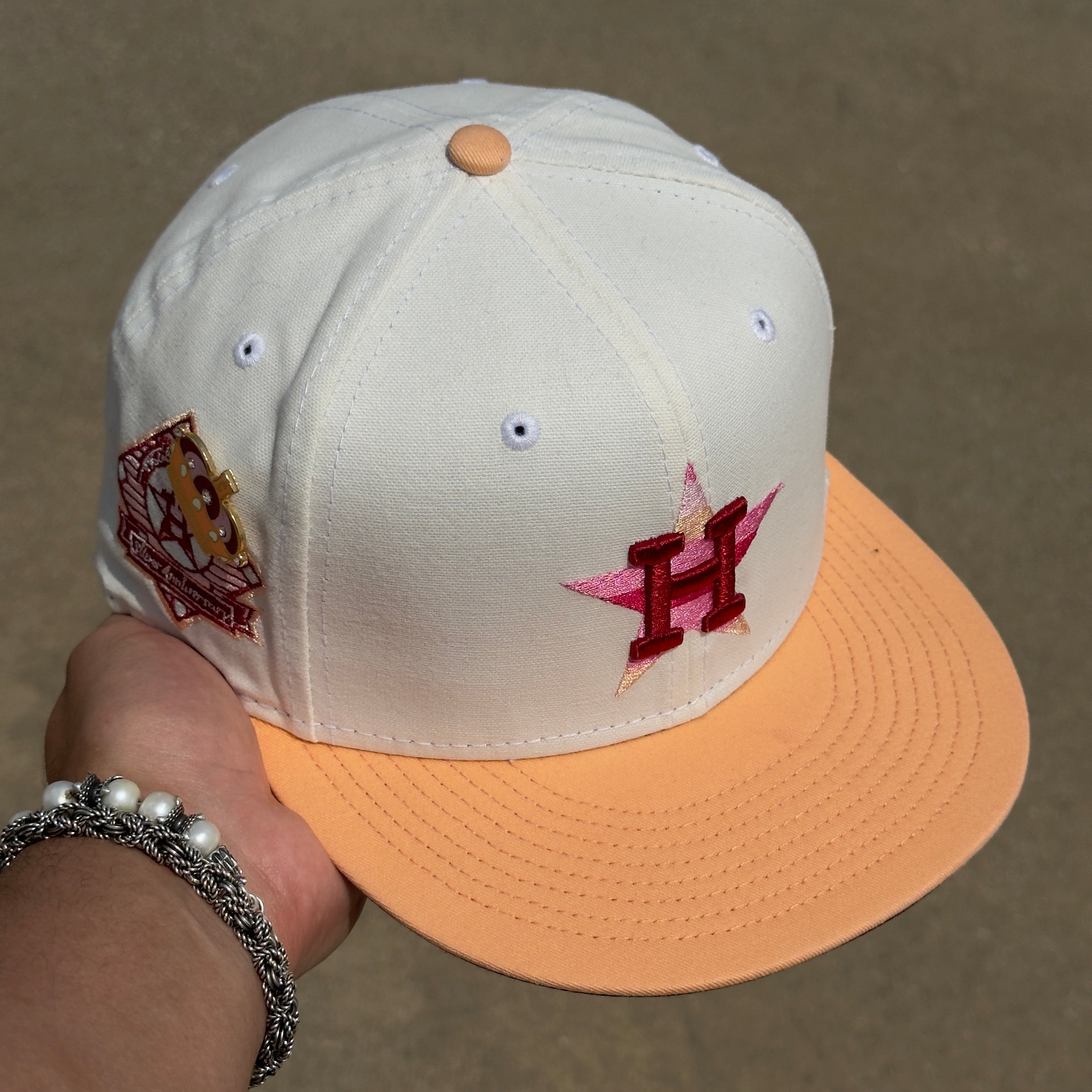 1/8 USED White Houston Astros Silver Anniversary 59fifty New Era Fitted Hat Cap