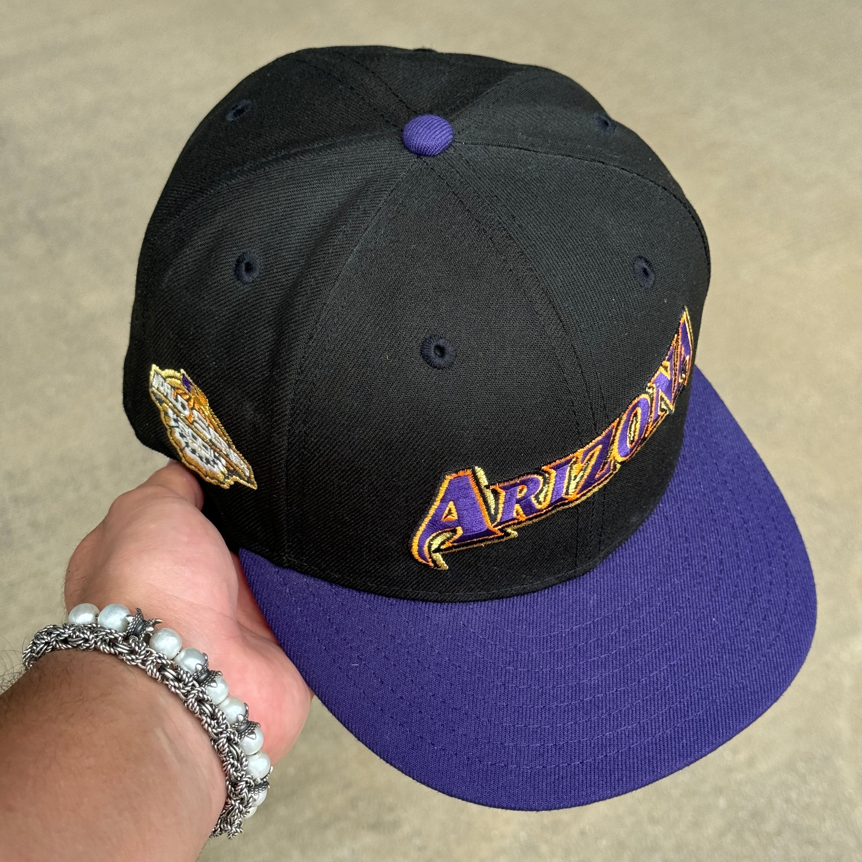 USED 3/4 Black Arizona Diamondbacks 2001 World Series 59fifty New Era Fitted Hat Cap