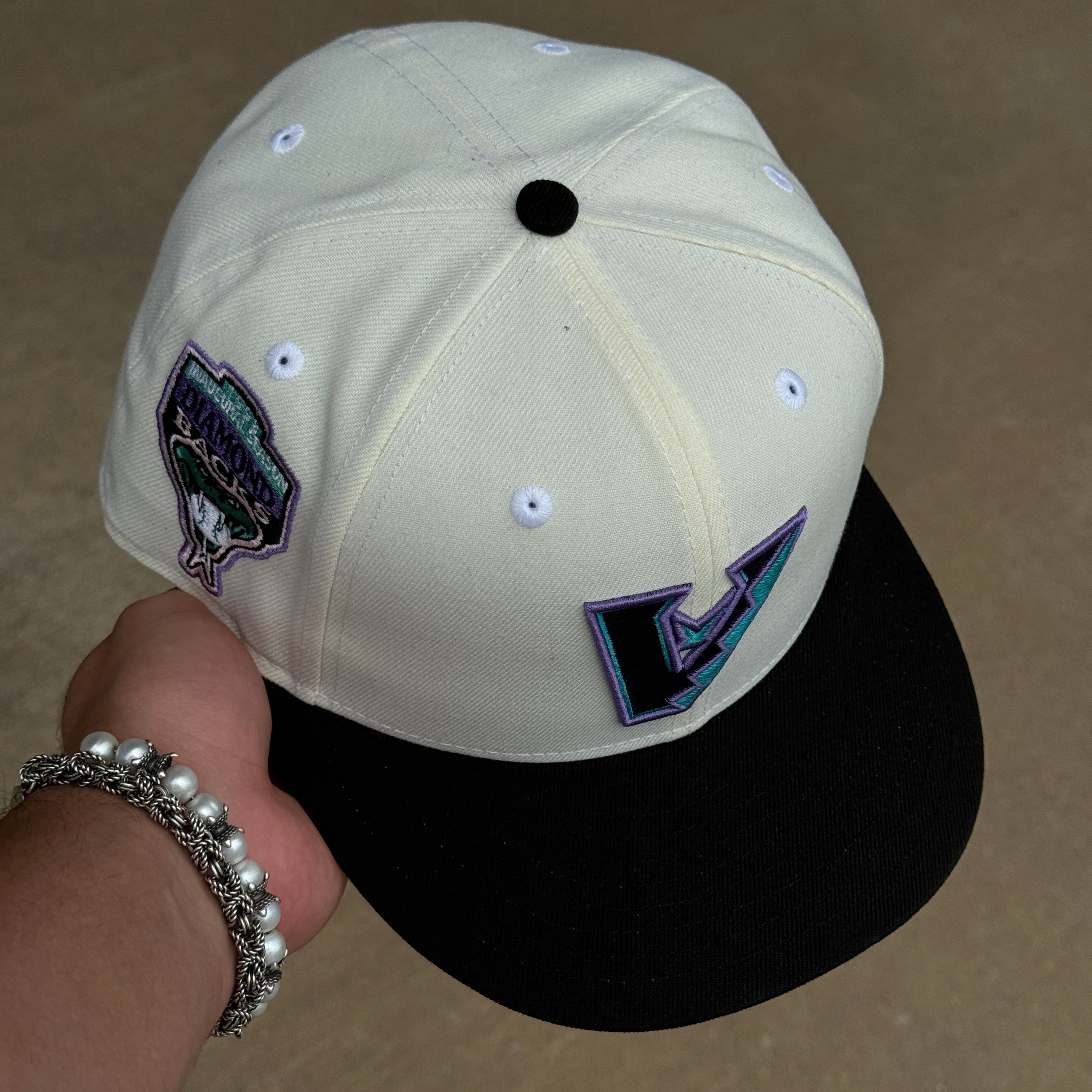 USED 3/4 Chrome Arizona Diamondbacks 1998 Inaugural Season 59fifty New Era Fitted Hat Cap