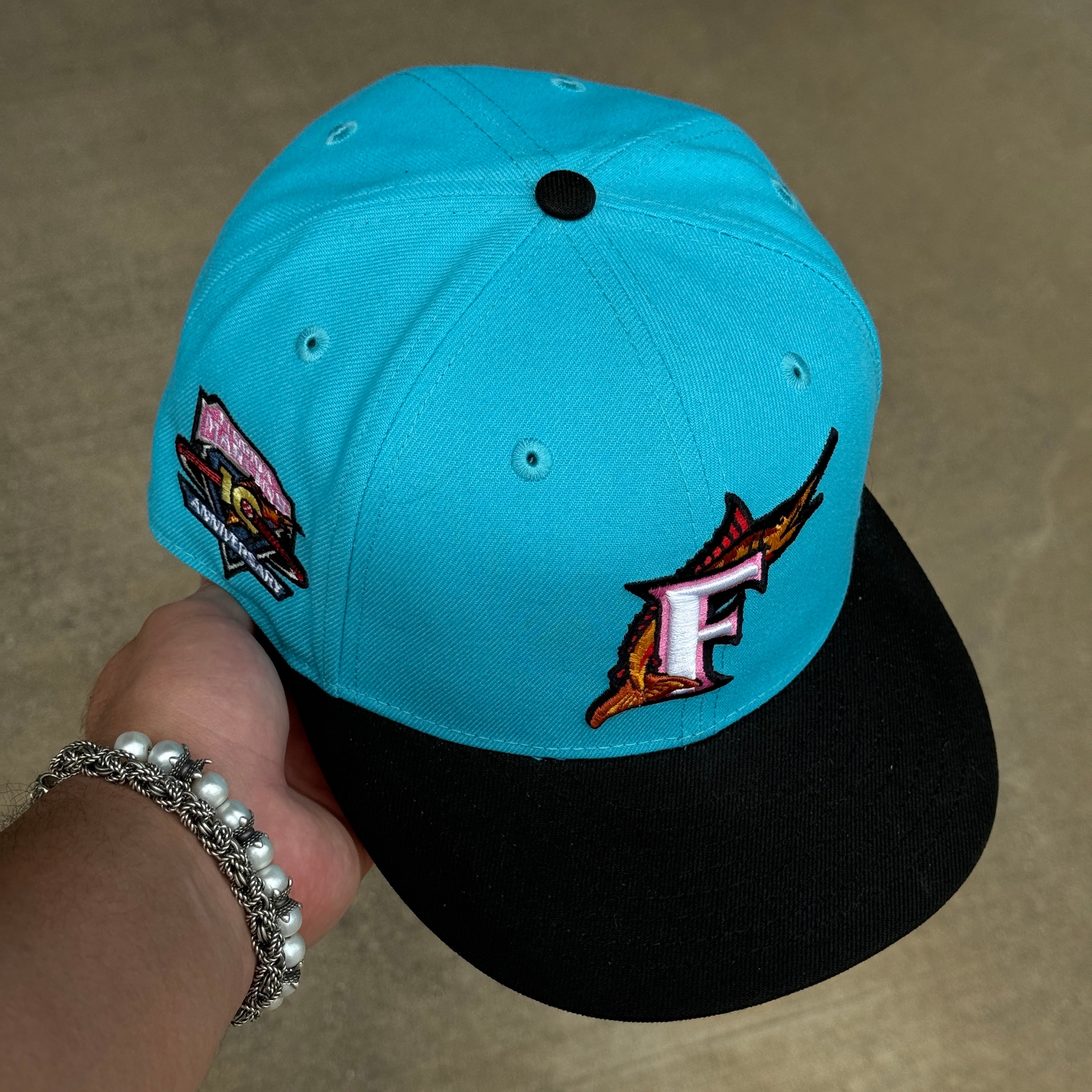 USED 5/8 Blue Florida Marlins 10th Anniversary 59fifty New Era Fitted Hat Cap