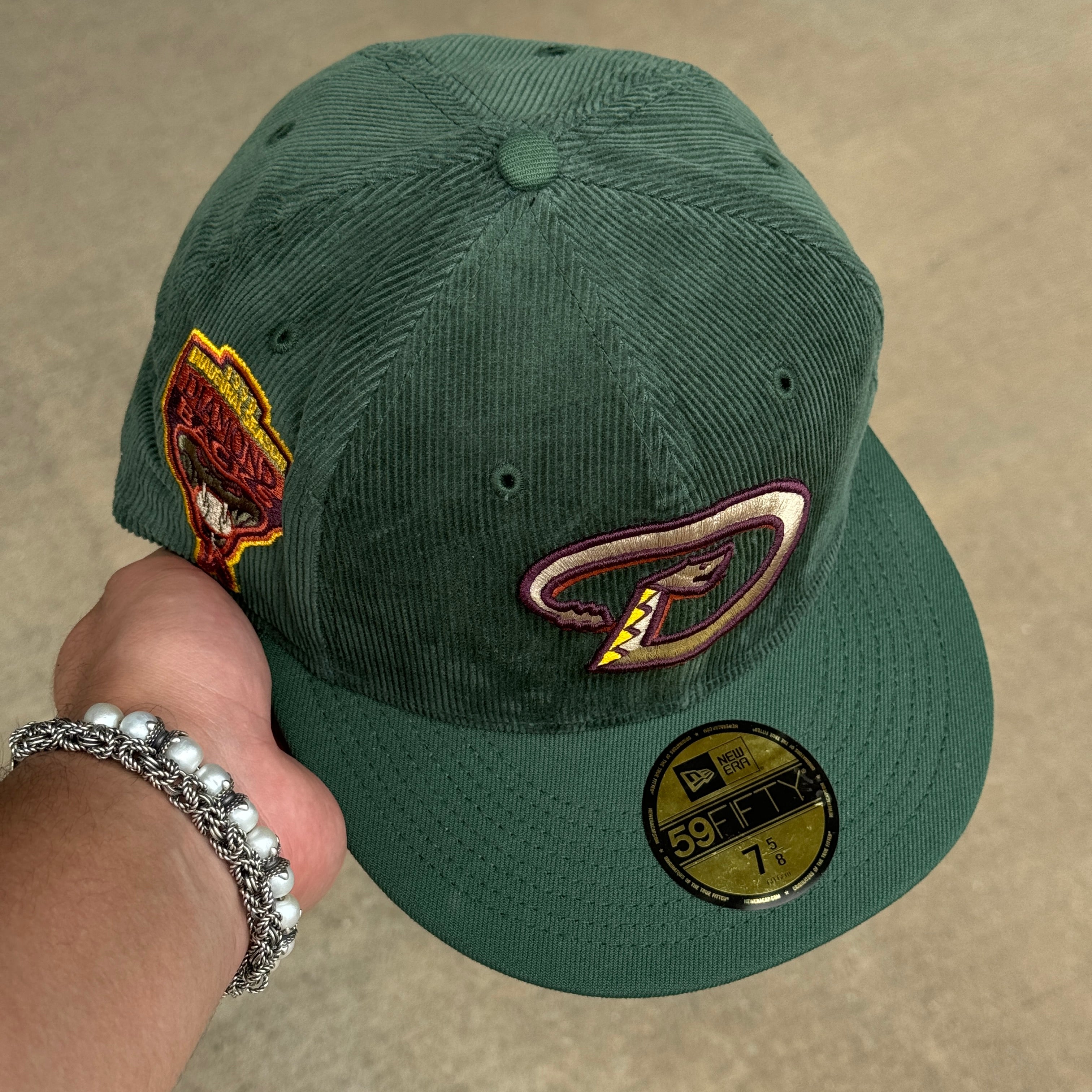 NEW 5/8 Green Corduroy Arizona Diamondbacks 1998 Inaugural Season 59fifty New Era Fitted Hat Cap