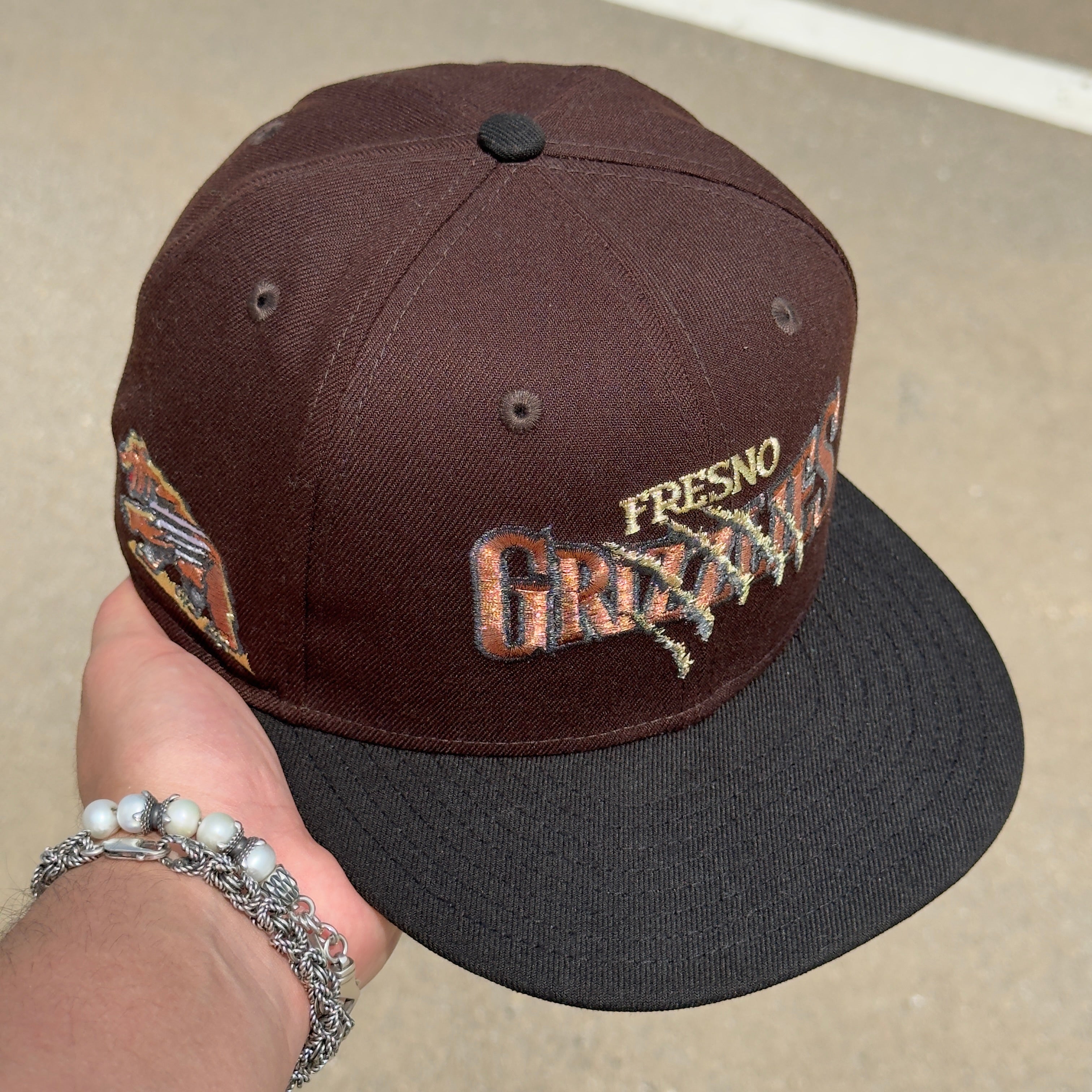 1/8 USED Brown Fresno Grizzlies Colorado Rockies 59fifty New Era Fitted Hat Cap