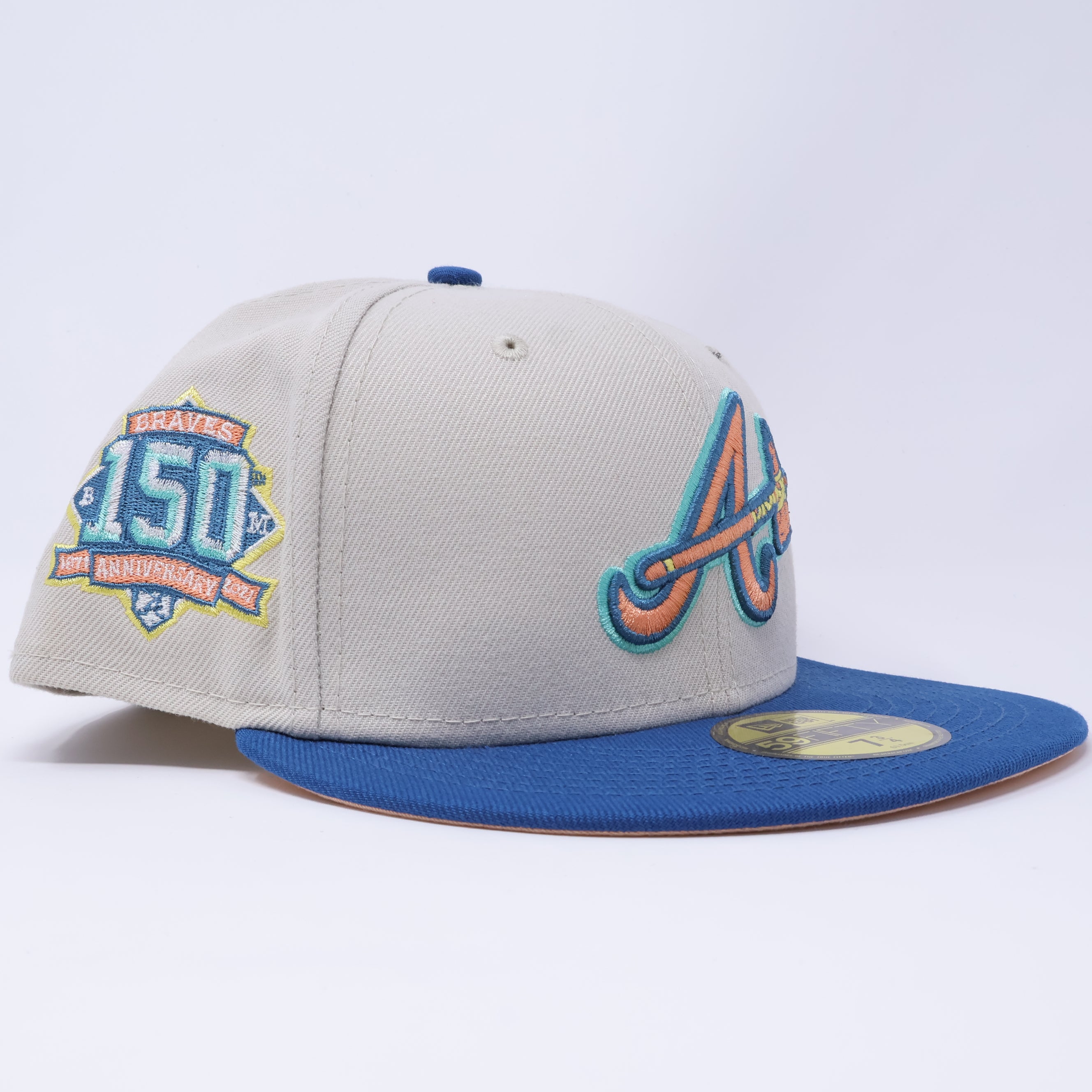 NWT 3/4 Stone Atlanta Braves 10th Anniversary 59fifty New Era Fitted Hat Cap