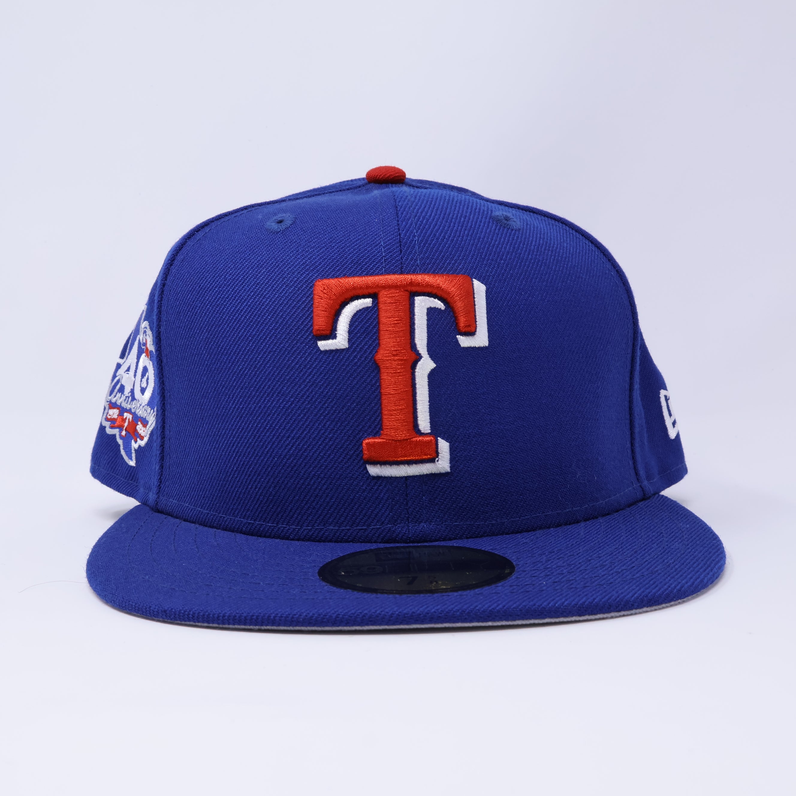 NWT 5/8 Blue Dallas Texas Rangers 40th Anniversary 59fifty New Era Fitted Hat Cap