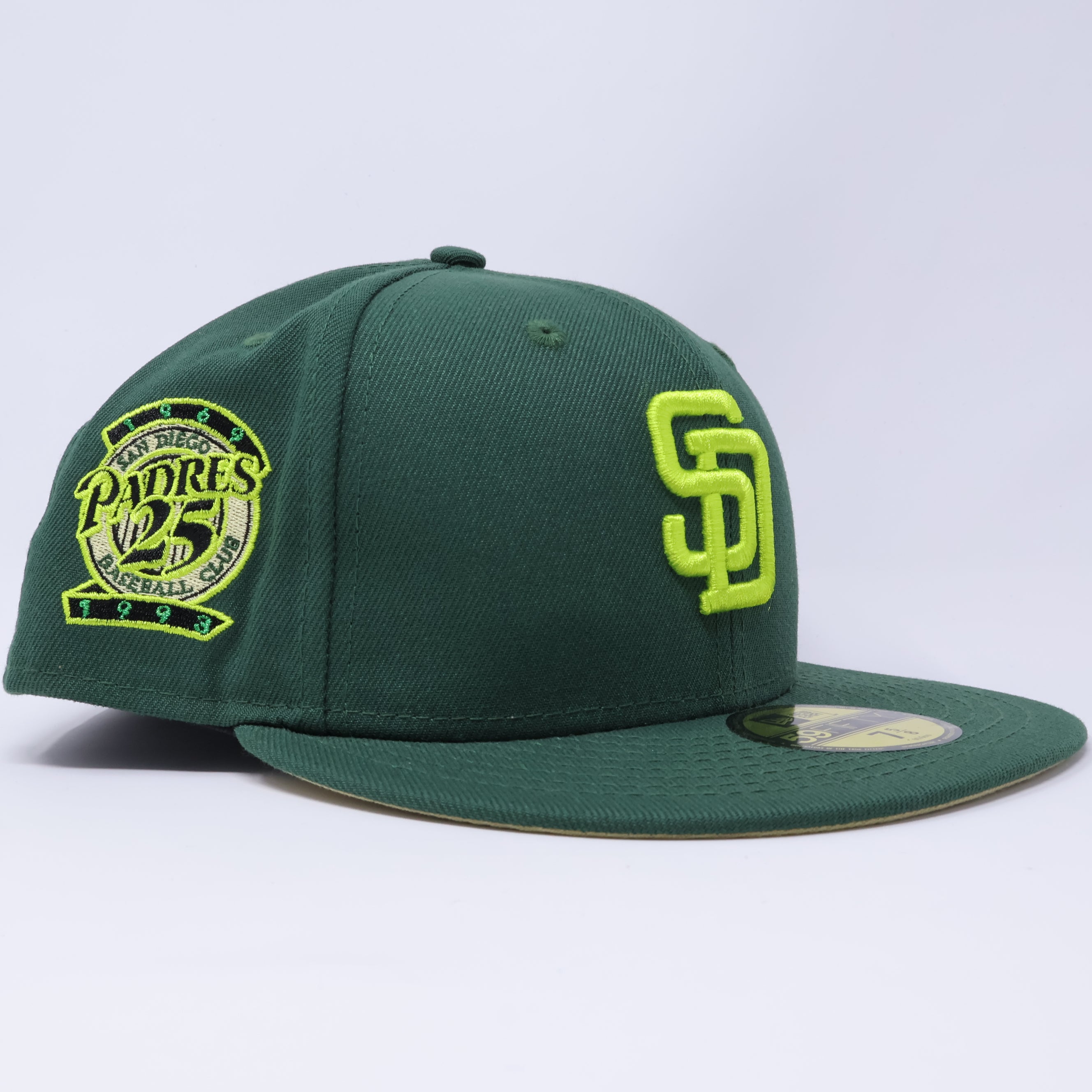 NWT 5/8 Green San Diego Padres 25th Anniversary 59fifty New Era Fitted Hat Cap
