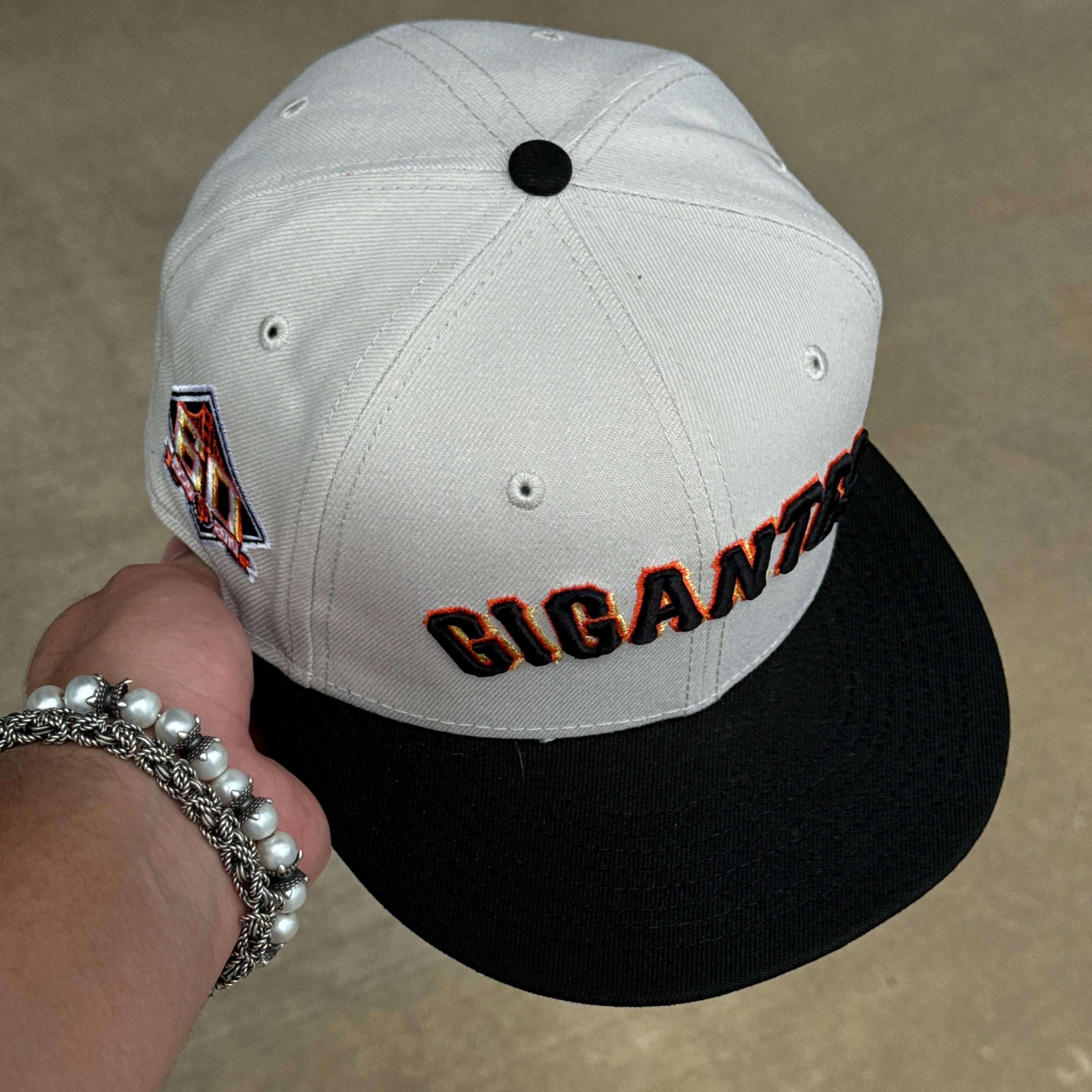 USED 1/8 Stone San Francisco Giants 60th Anniversary 59fifty New Era Fitted Hat Cap