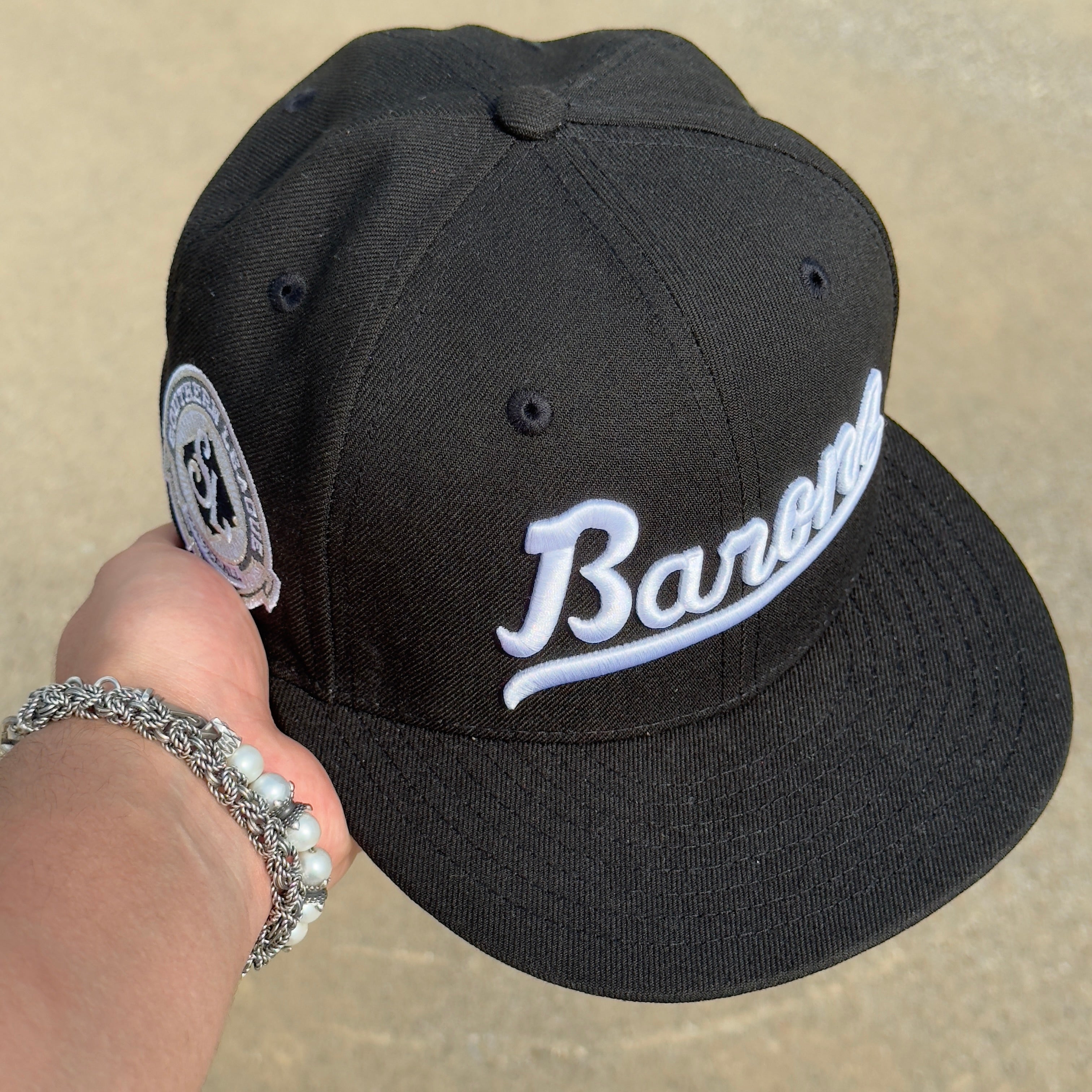 1/8 USED Black Birmingham Barons Chicago White Sox 59fifty New Era Fitted Hat Cap