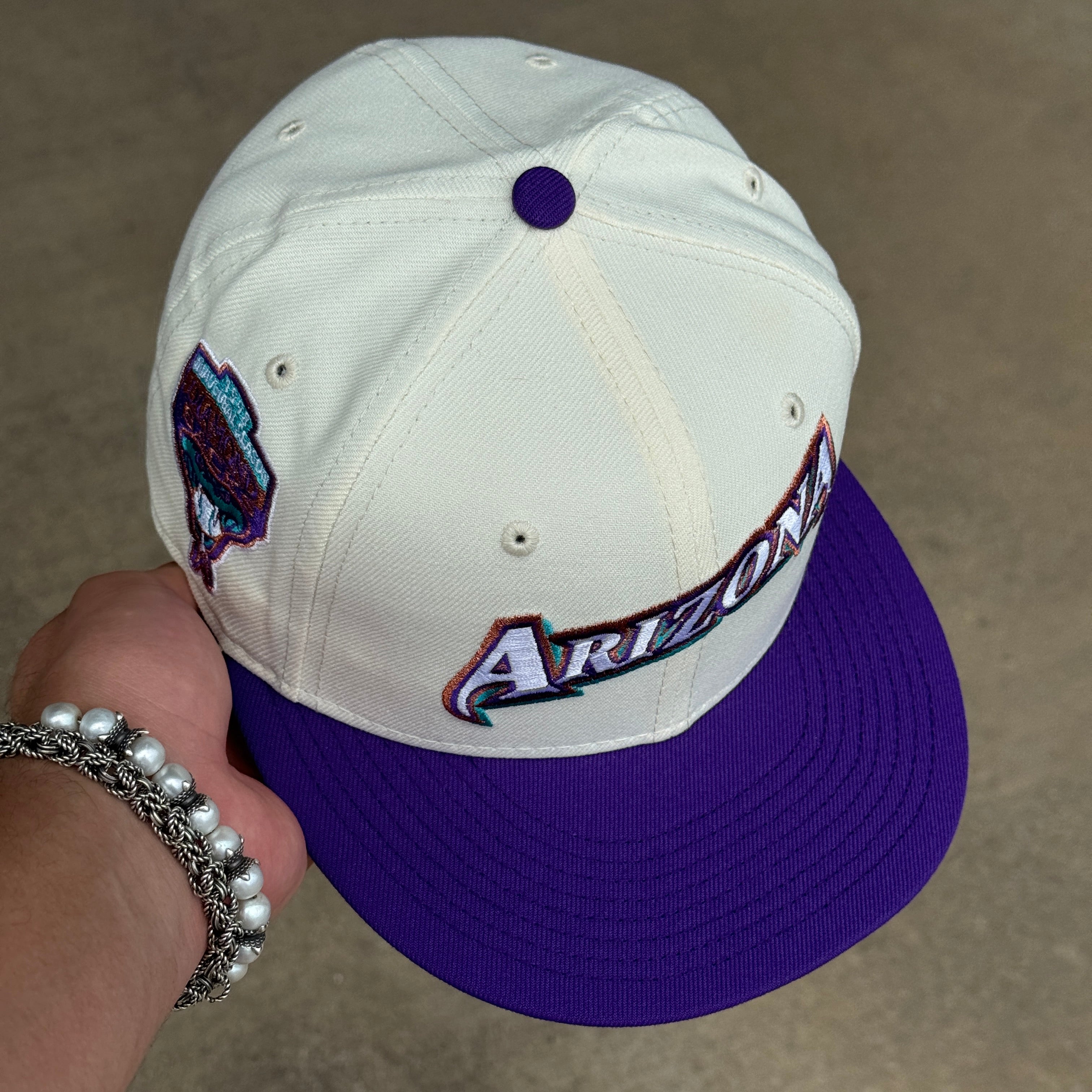 USED 1/8 Chrome Arizona Diamondbacks 1998 Inaugural Season 59fifty New Era Fitted Hat Cap