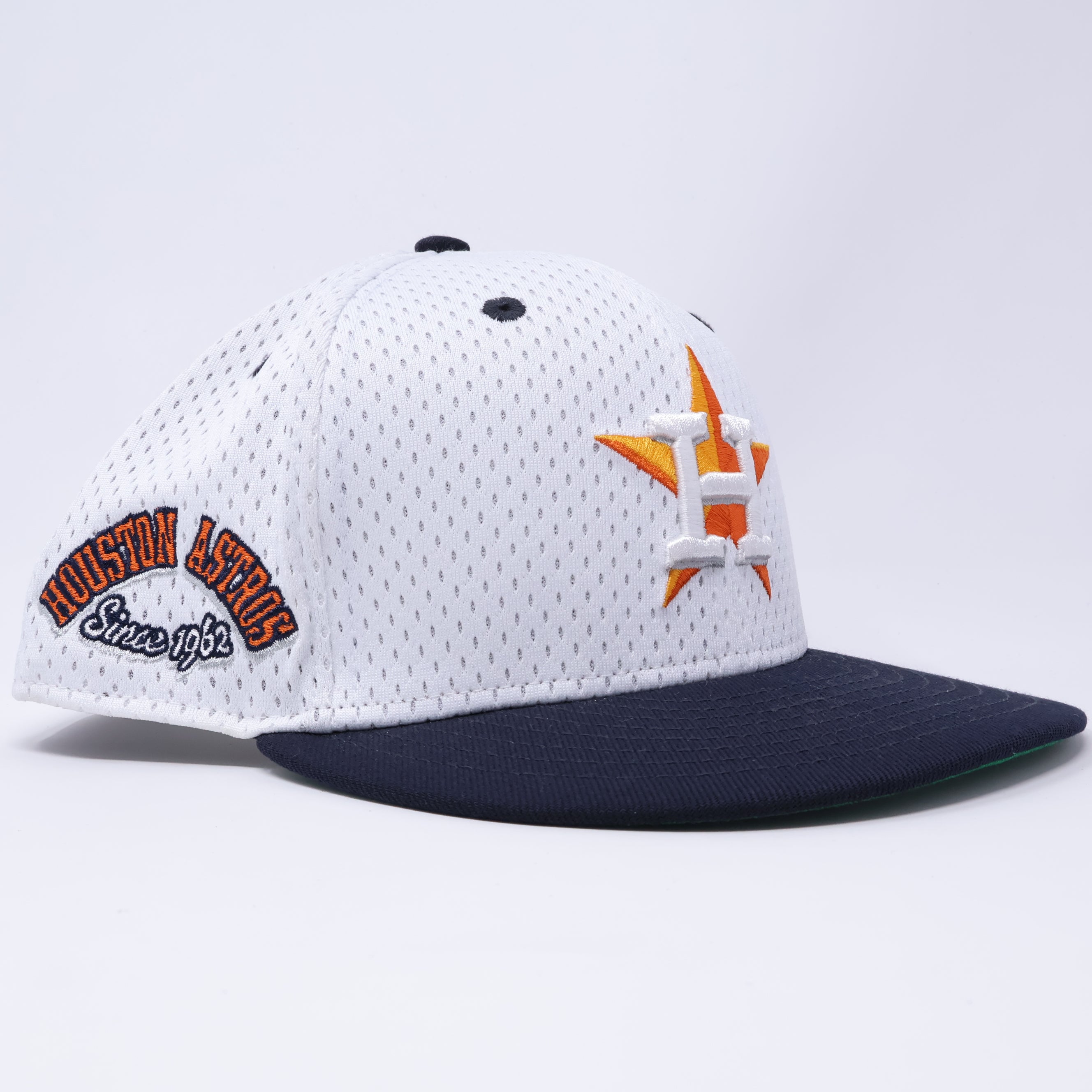 USED 5/8 White Mesh Houston Astros Since 1962 59fifty New Era Fitted Hat Cap
