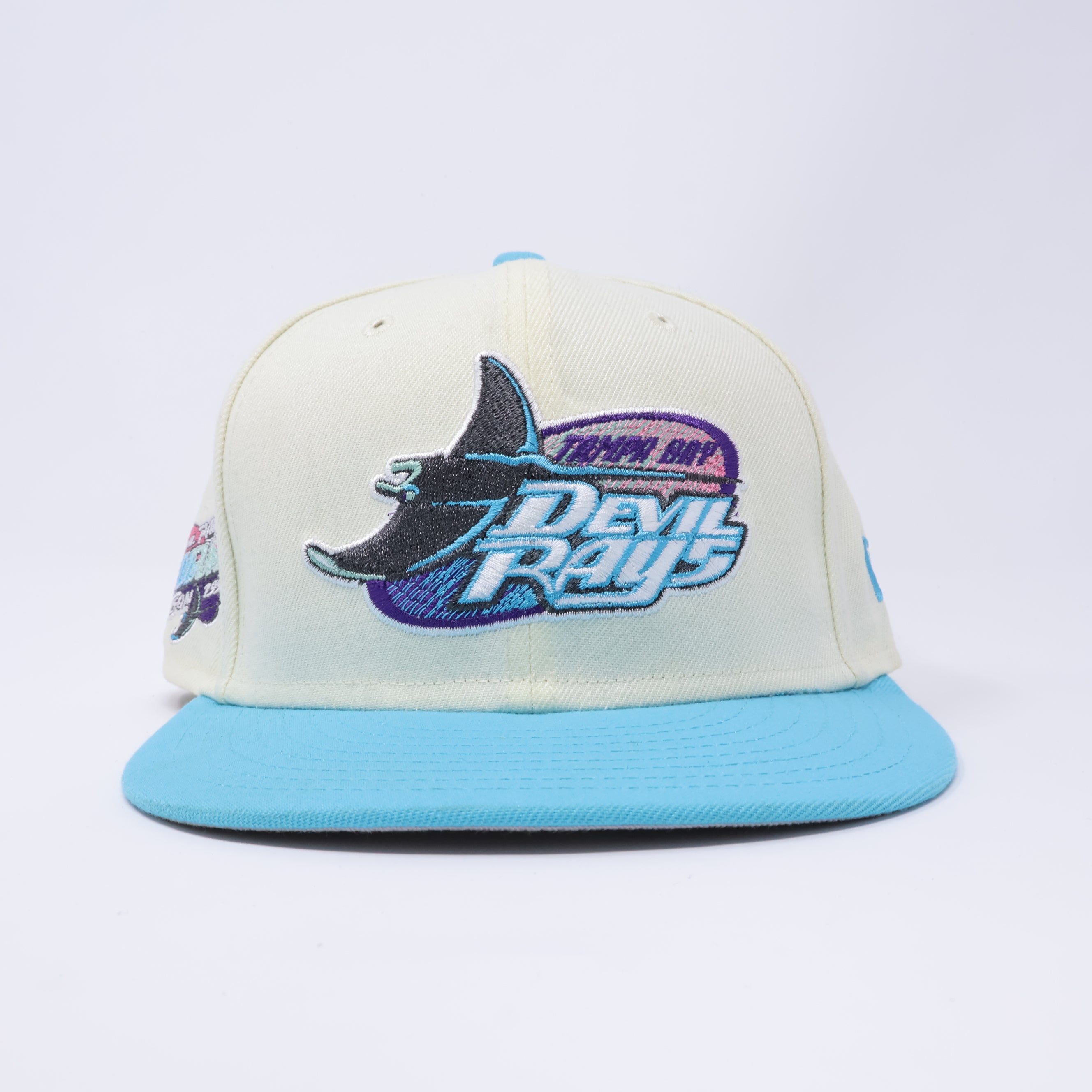 USED 1/8 Chrome Tampa Devil Rays 1998 Inaugural Season 59fifty New Era Fitted Hat Cap