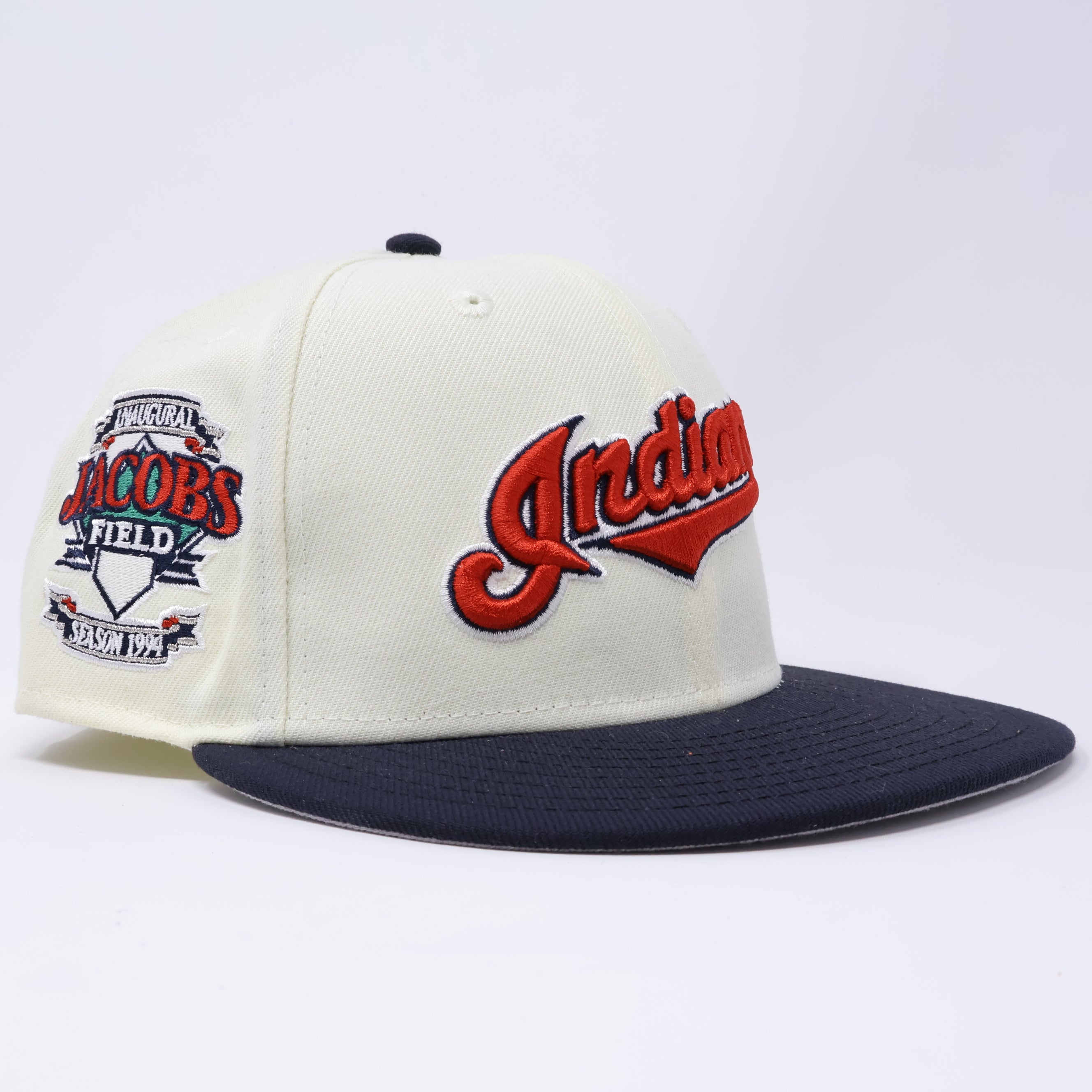 USED 1/8 Chrome Cleveland Indians Jacobs Field 59fifty New Era Fitted Hat Cap