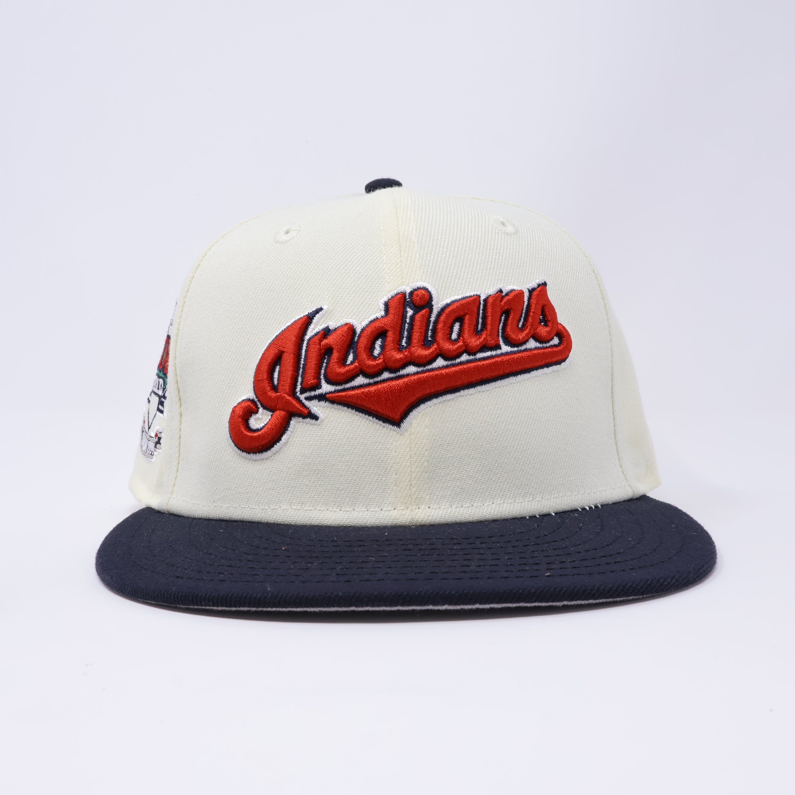 USED 1/8 Chrome Cleveland Indians Jacobs Field 59fifty New Era Fitted Hat Cap