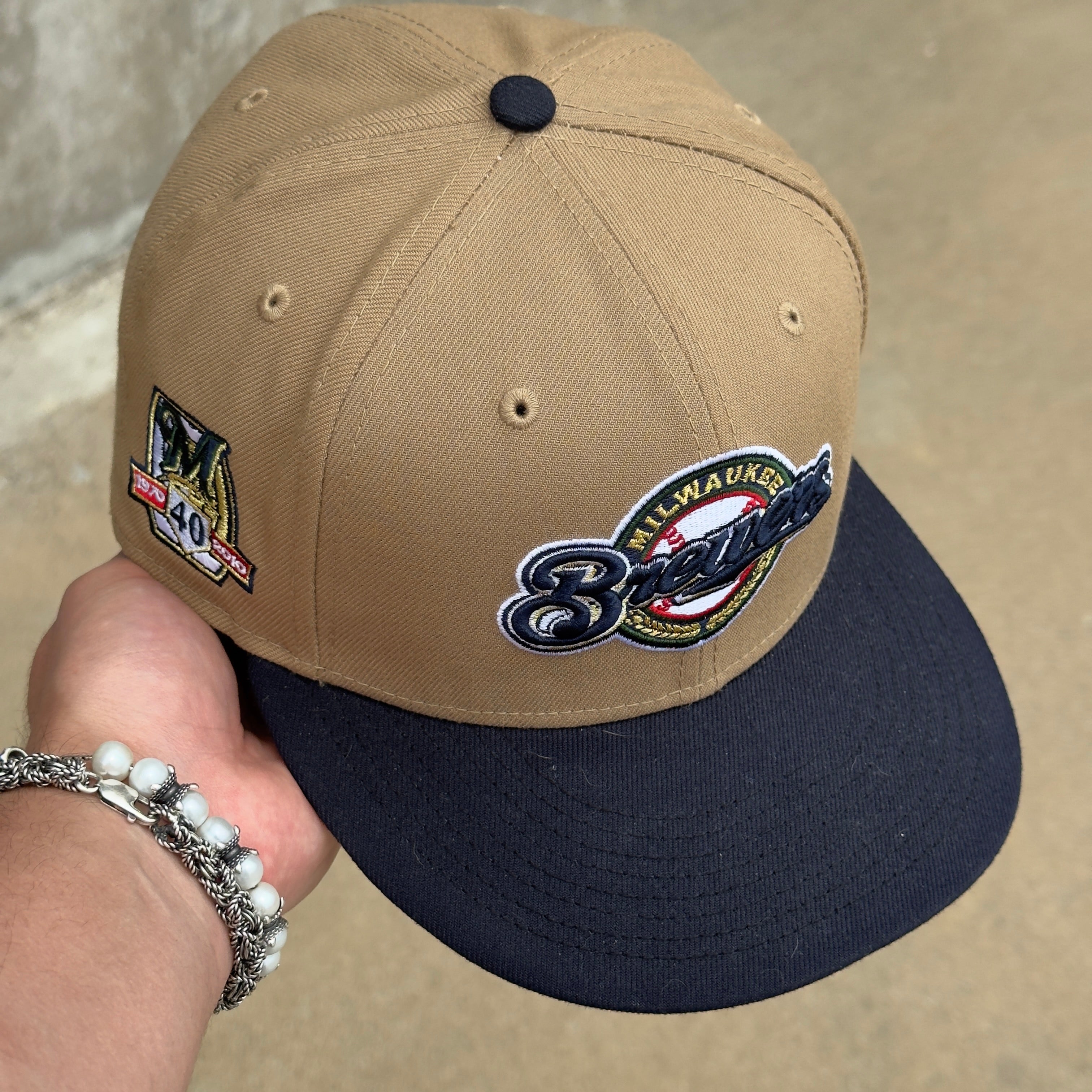 1/2 USED Brown Milwaukee Brewers 40th Anniversary 59fifty New Era Fitted Hat Cap