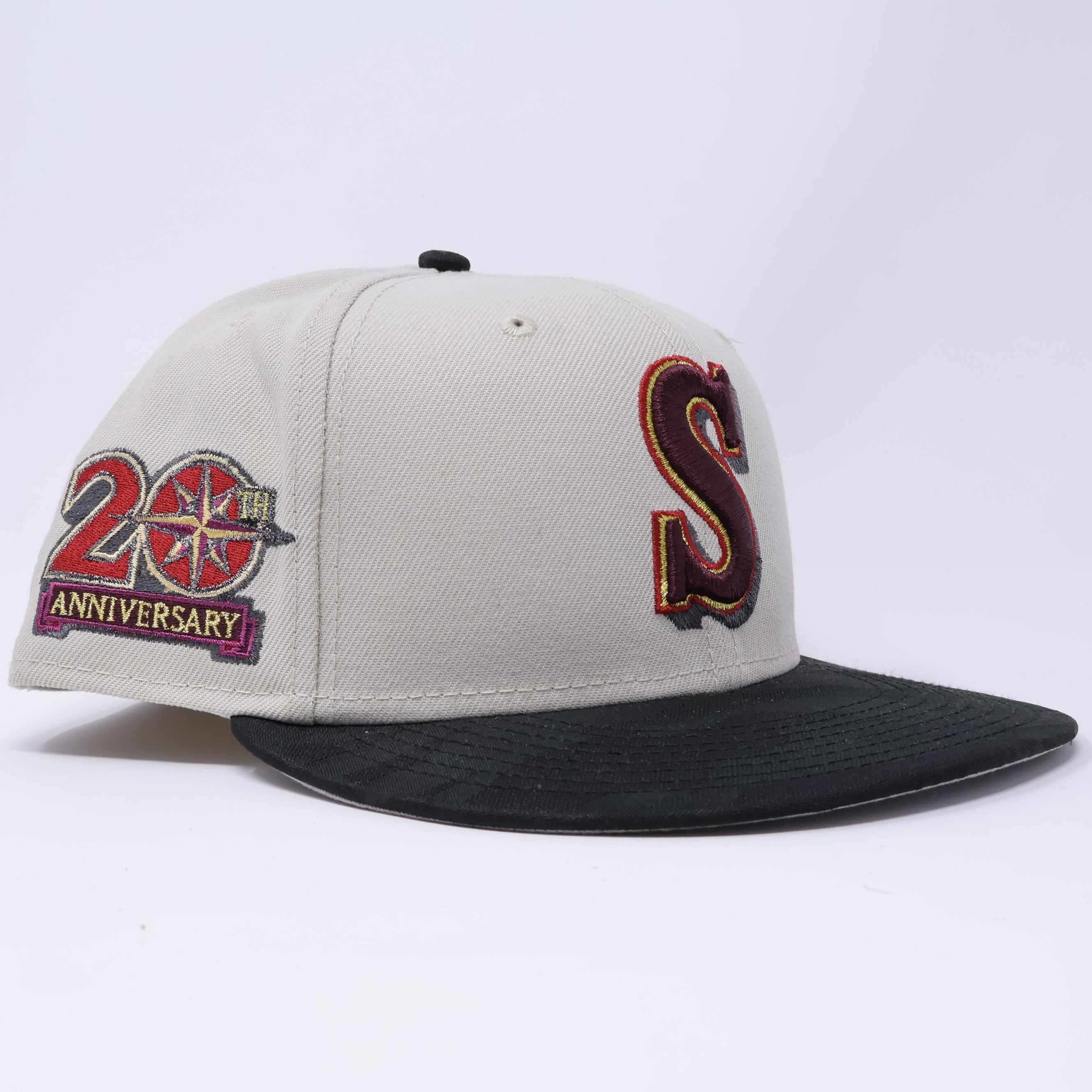 USED 5/8 Stone Seattle Mariners 20th Anniversary 59fifty New Era Fitted Hat Cap