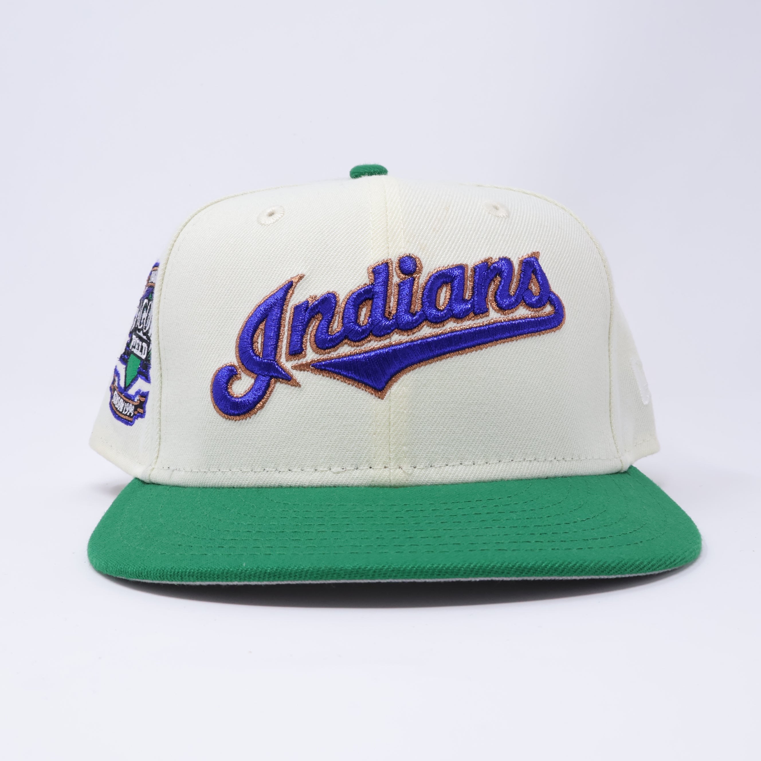 USED 5/8 Chrome Cleveland Indians Jacobs Field 59fifty New Era Fitted Hat Cap