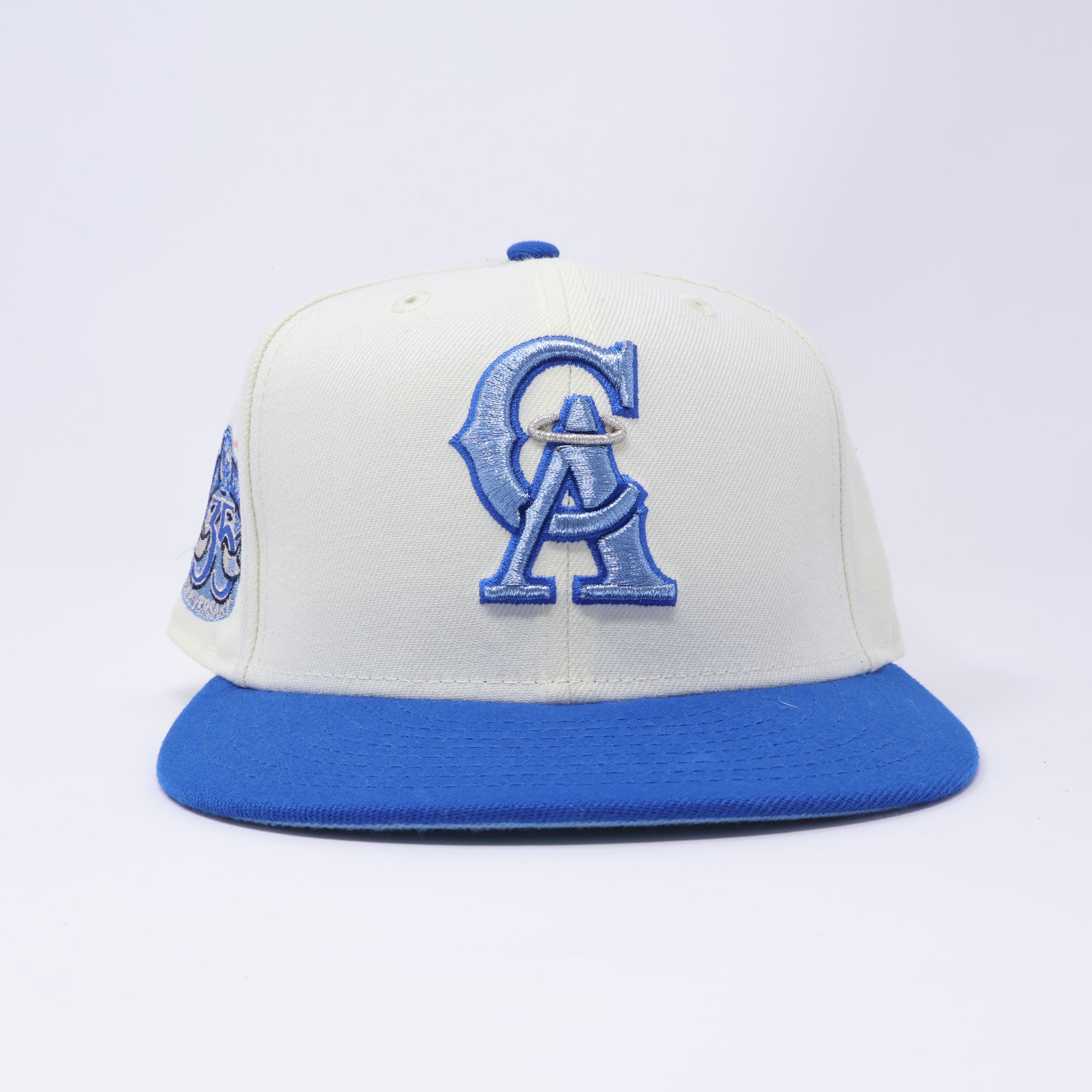 USED 1/8 Chrome California Angels 35th Anniversary Season 59fifty New Era Fitted Hat Cap