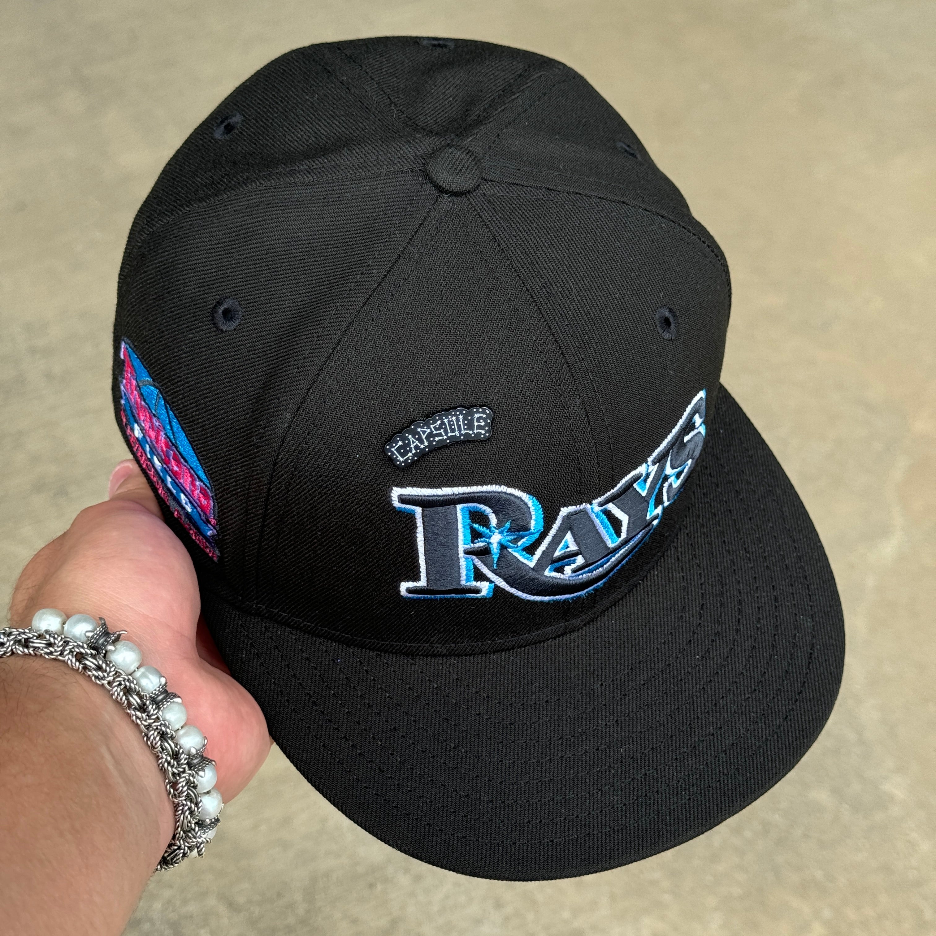 USED 1/8 Black Tampa Devil Rays Tropicana Field 59fifty New Era Fitted Hat Cap