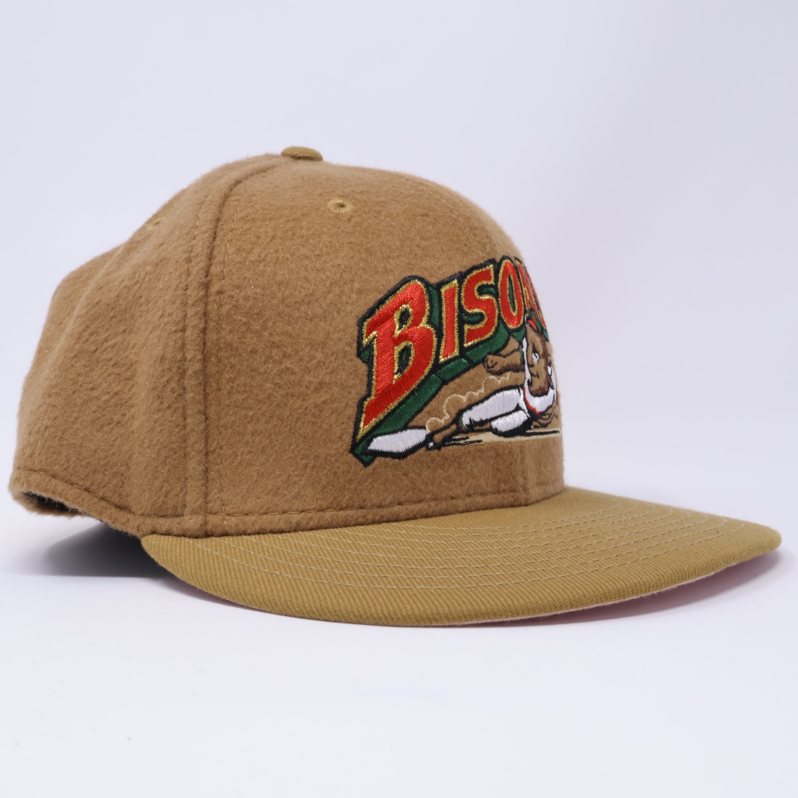 USED 1/8 Khaki Buffalo Bisons Simple Clean Dope Minor League 59fifty New Era Fitted Hat Cap