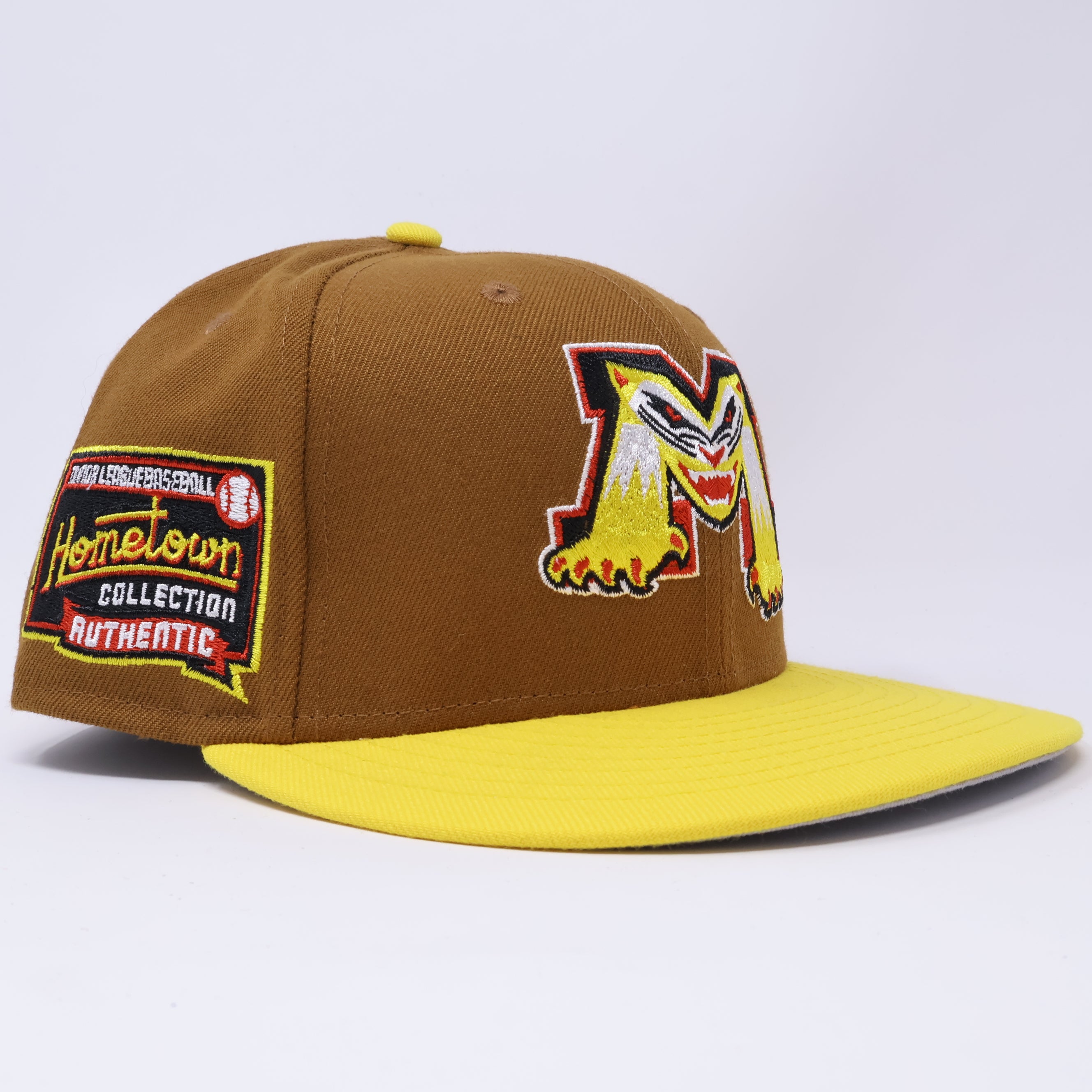USED 1/8 Brown Michigan Battlecats Hometown Collection Minor League  59fifty New Era Fitted Hat Cap