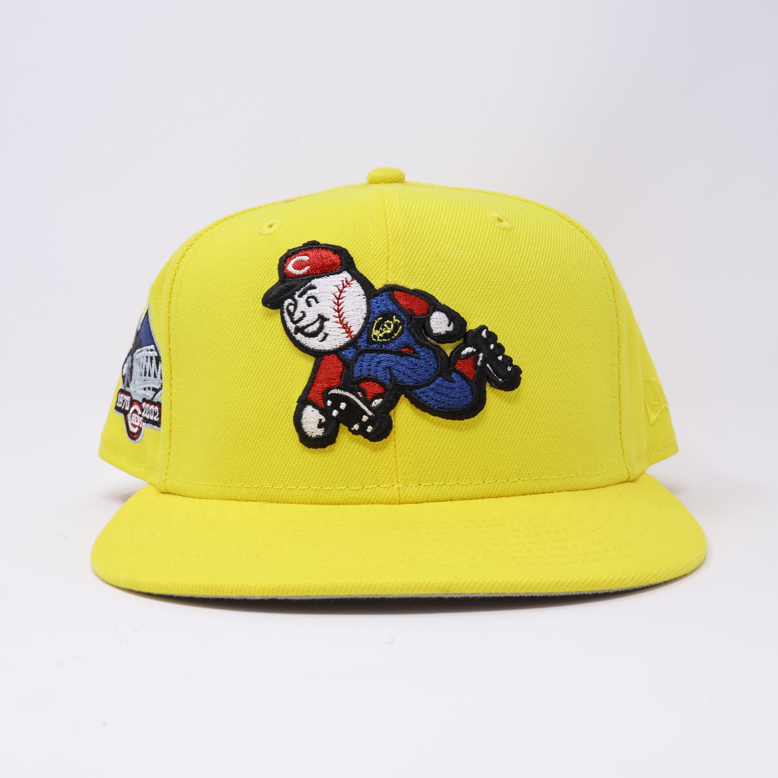 USED 3/4 Yellow Cincinnati Reds 1970 2002 Stadium 59fifty New Era Fitted Hat Cap
