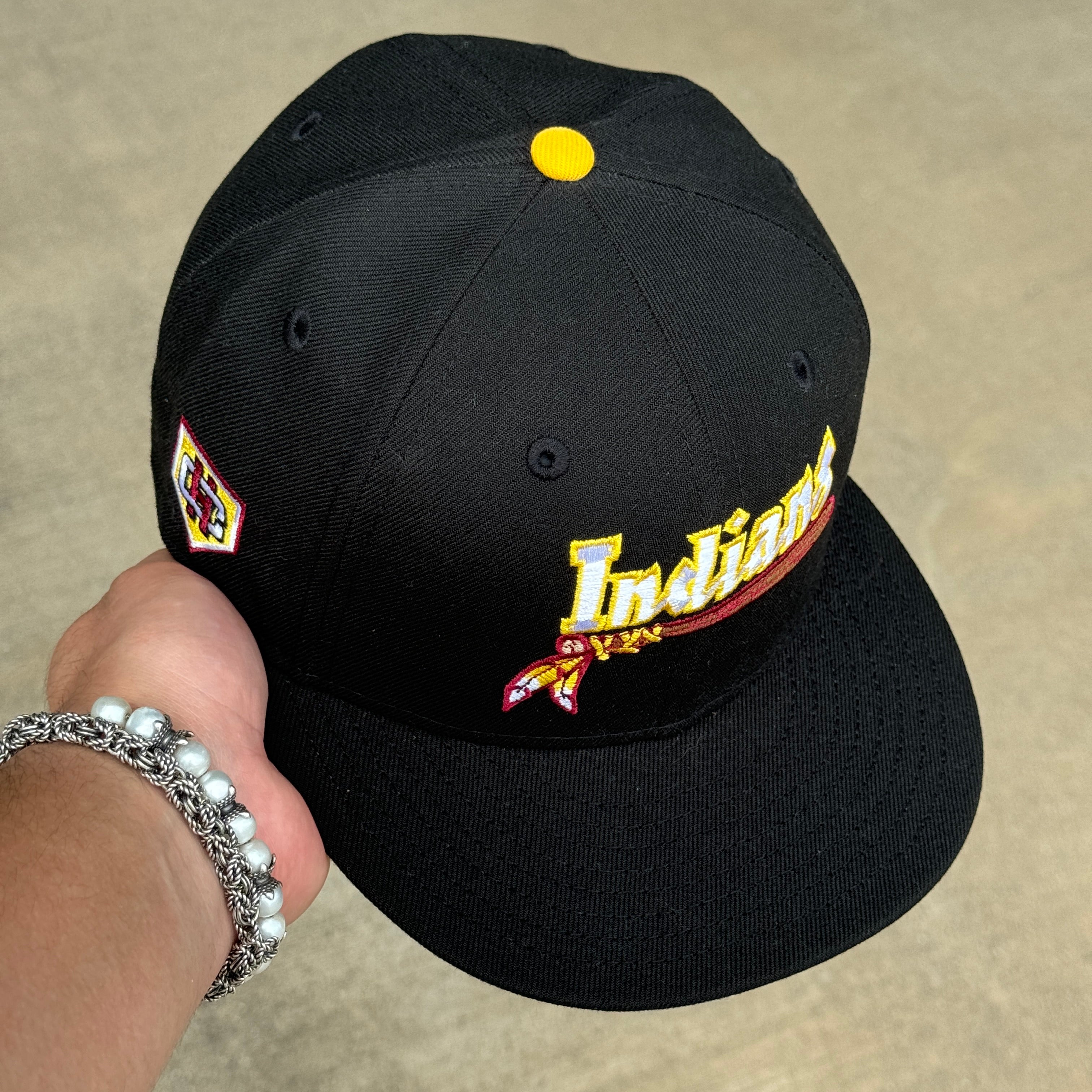 USED 1/8 Black Kinston Indians Minor League HC Logo 59fifty New Era Fitted Hat Cap