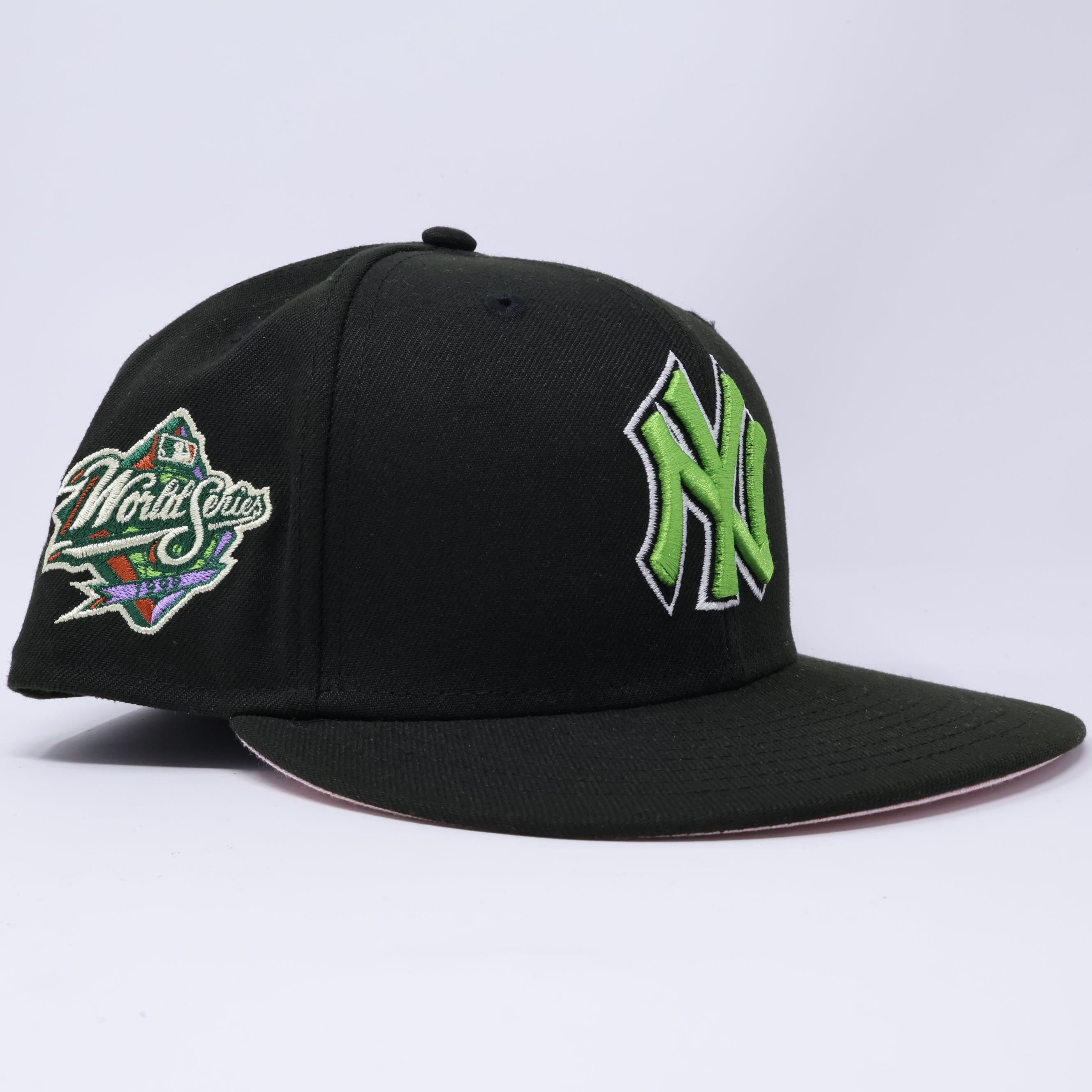 USED 3/4 Black New York Yankees 1999 World Series 59fifty New Era Fitted Hat Cap