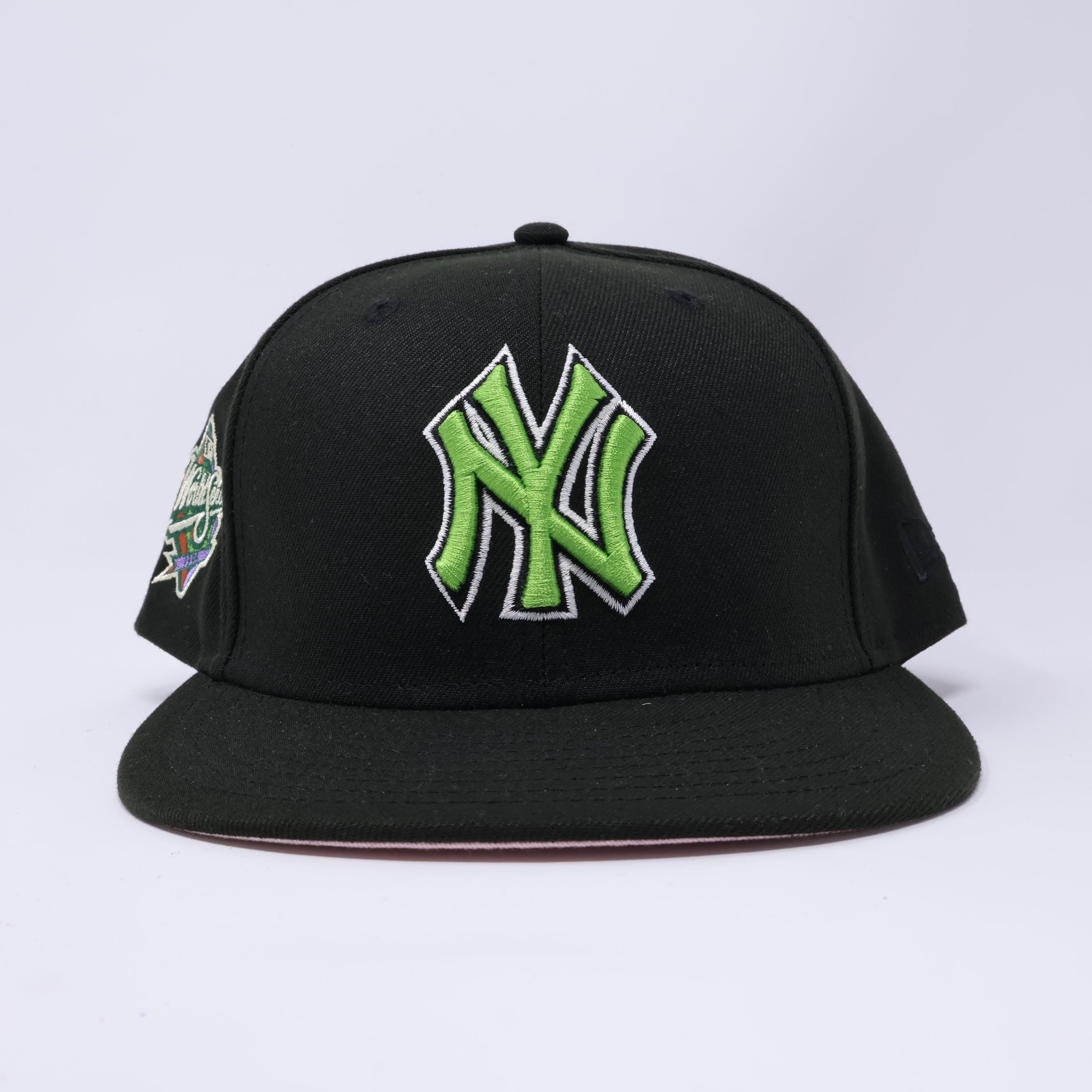 USED 3/4 Black New York Yankees 1999 World Series 59fifty New Era Fitted Hat Cap
