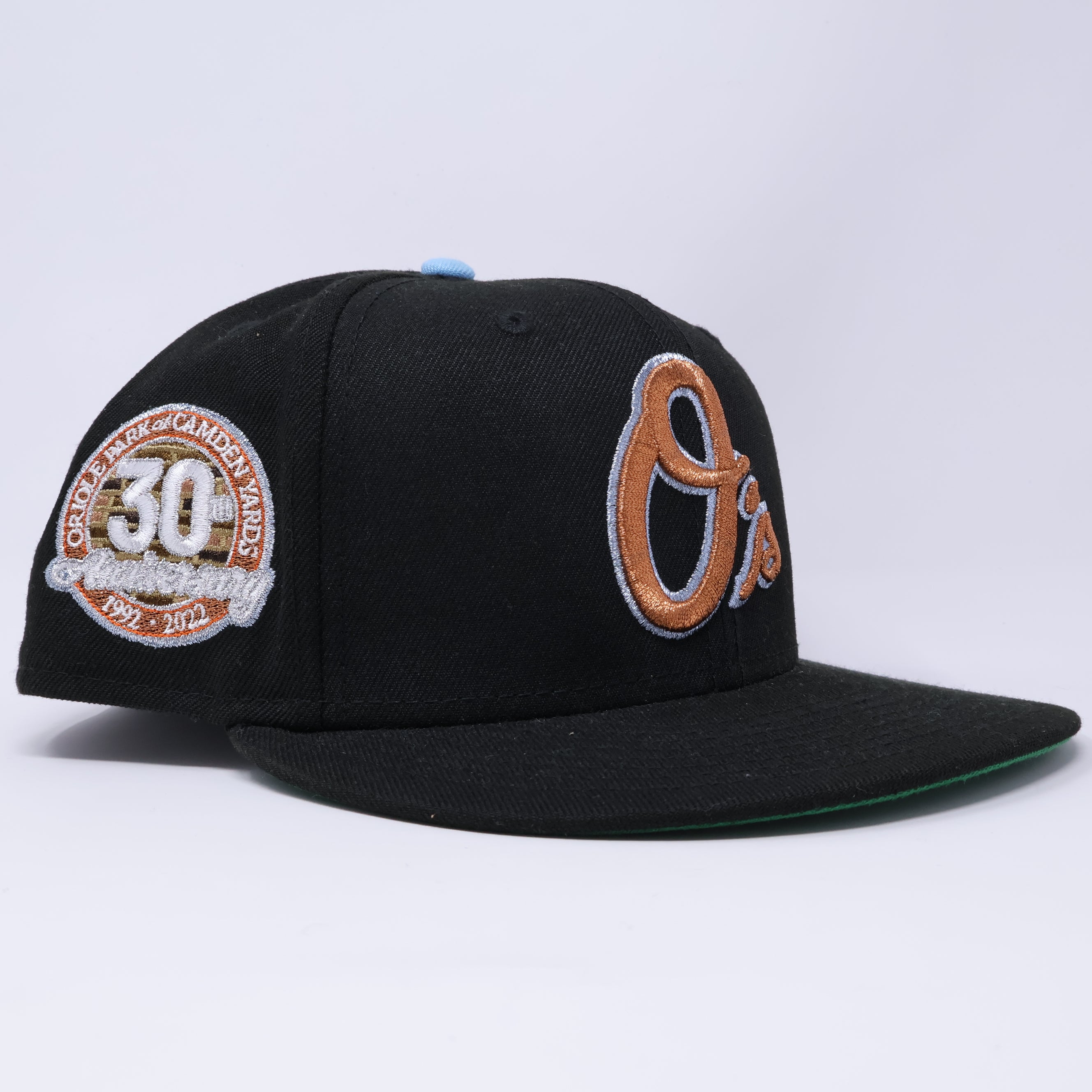 USED 3/4 Black Baltimore Orioles 30th Anniversary 59fifty New Era Fitted Hat Cap