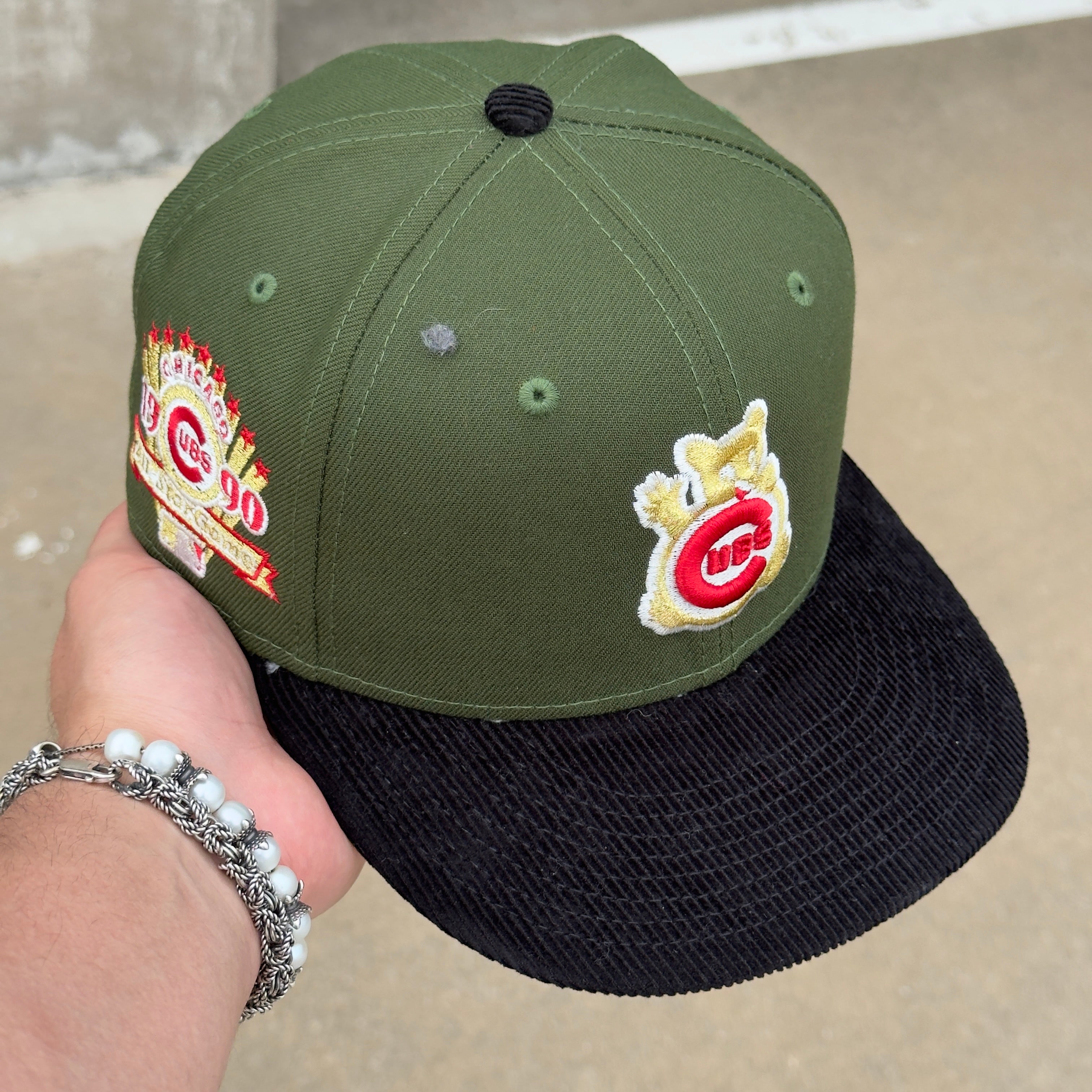 1/8 USED Green Chicago Cubs 1990 All Star Game Corduroy 59fifty New Era Fitted Hat Cap