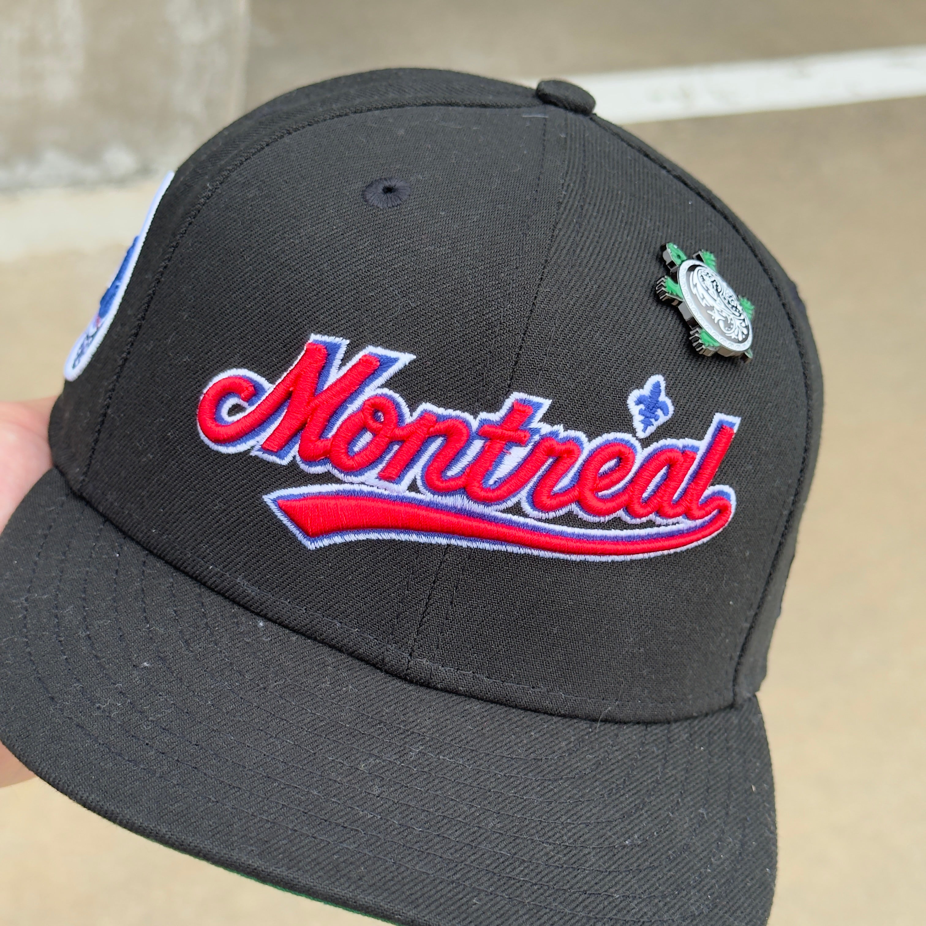 1/8 USED Black Montreal Expos Script Red Blue Anniversary 59fifty New Era Fitted Hat Cap