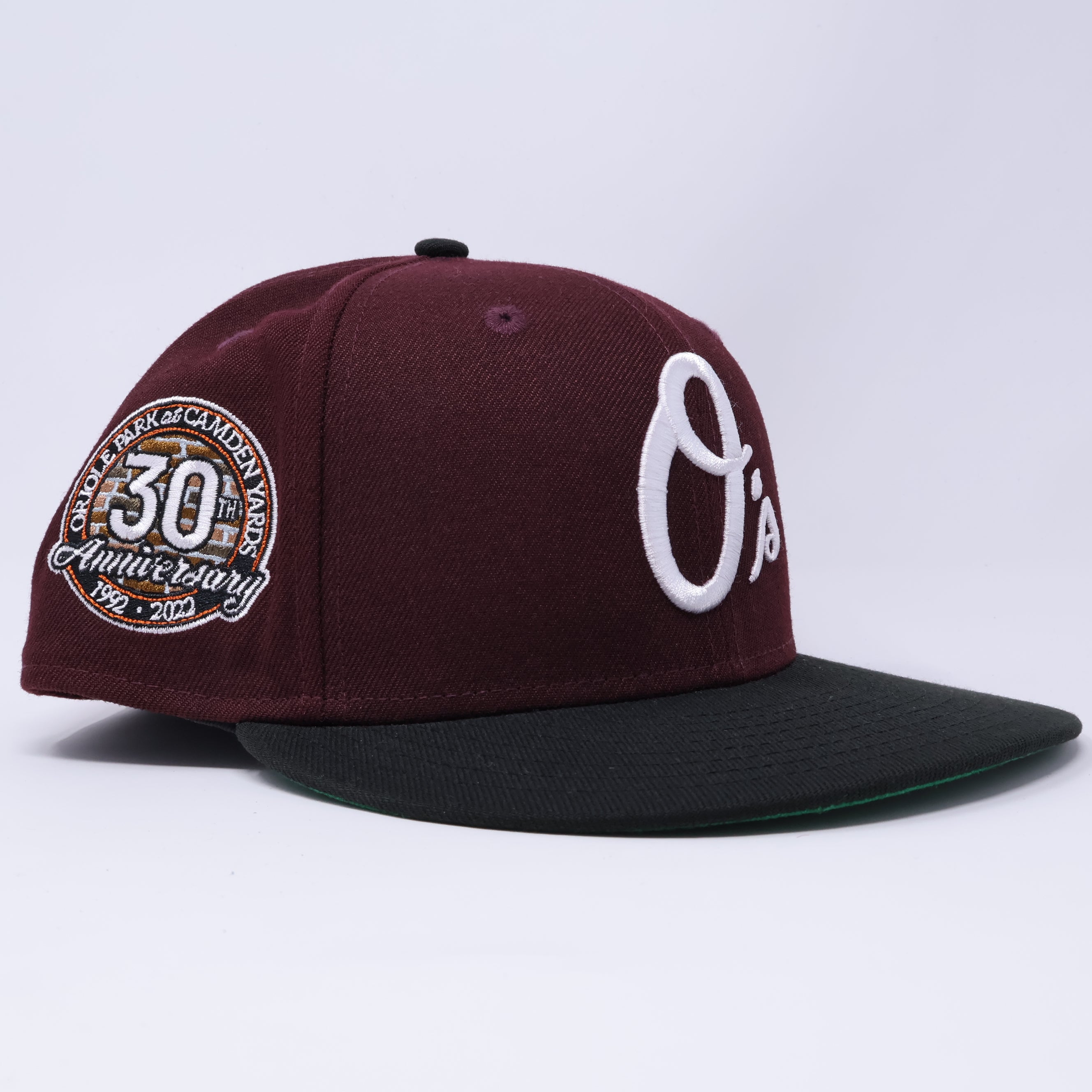 USED 5/8 Maroon Baltimore Orioles 30th Anniversary 59fifty New Era Fitted Hat Cap