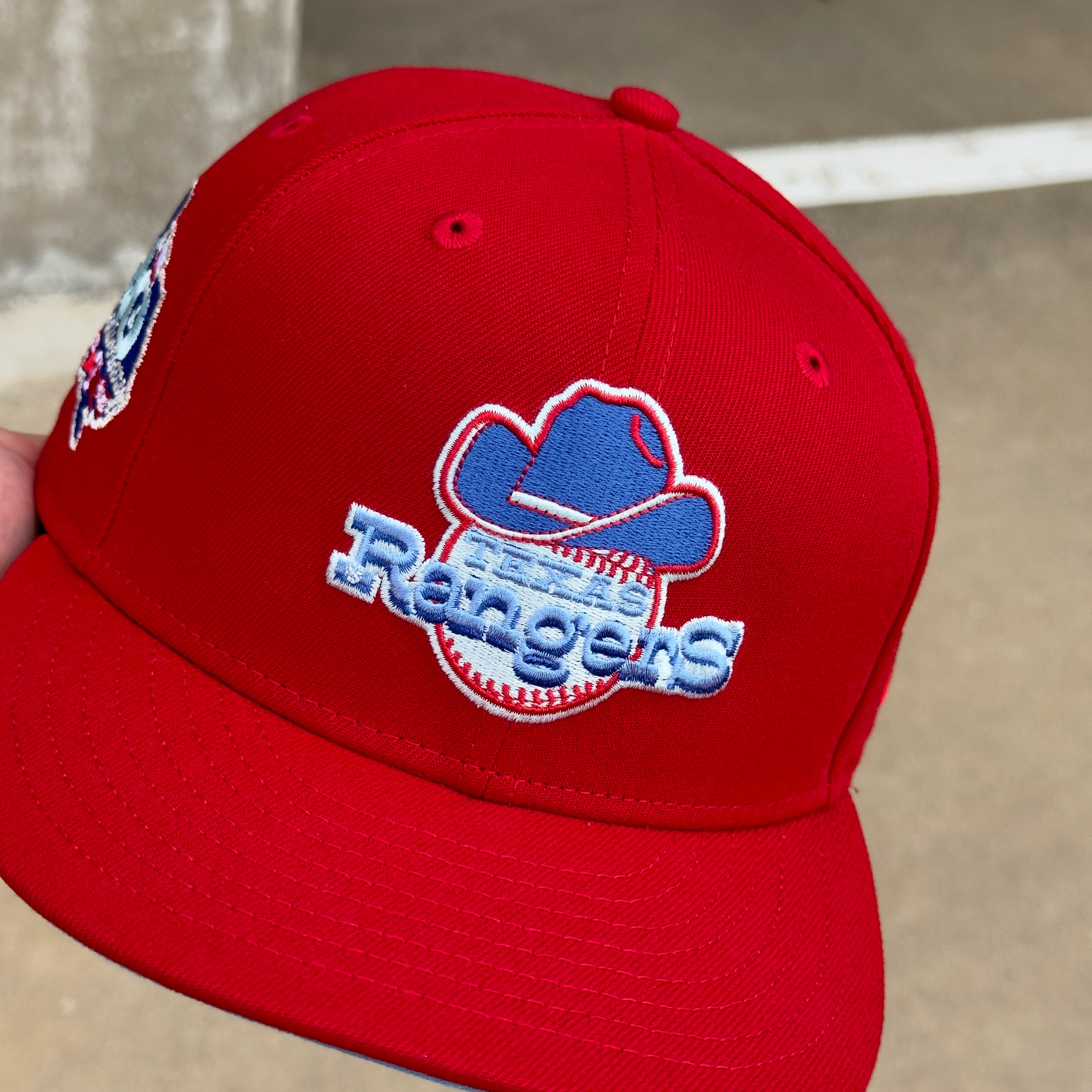 1/8 USED Red Dallas Texas Rangers 40th Anniversary 59fifty New Era Fitted Hat Cap